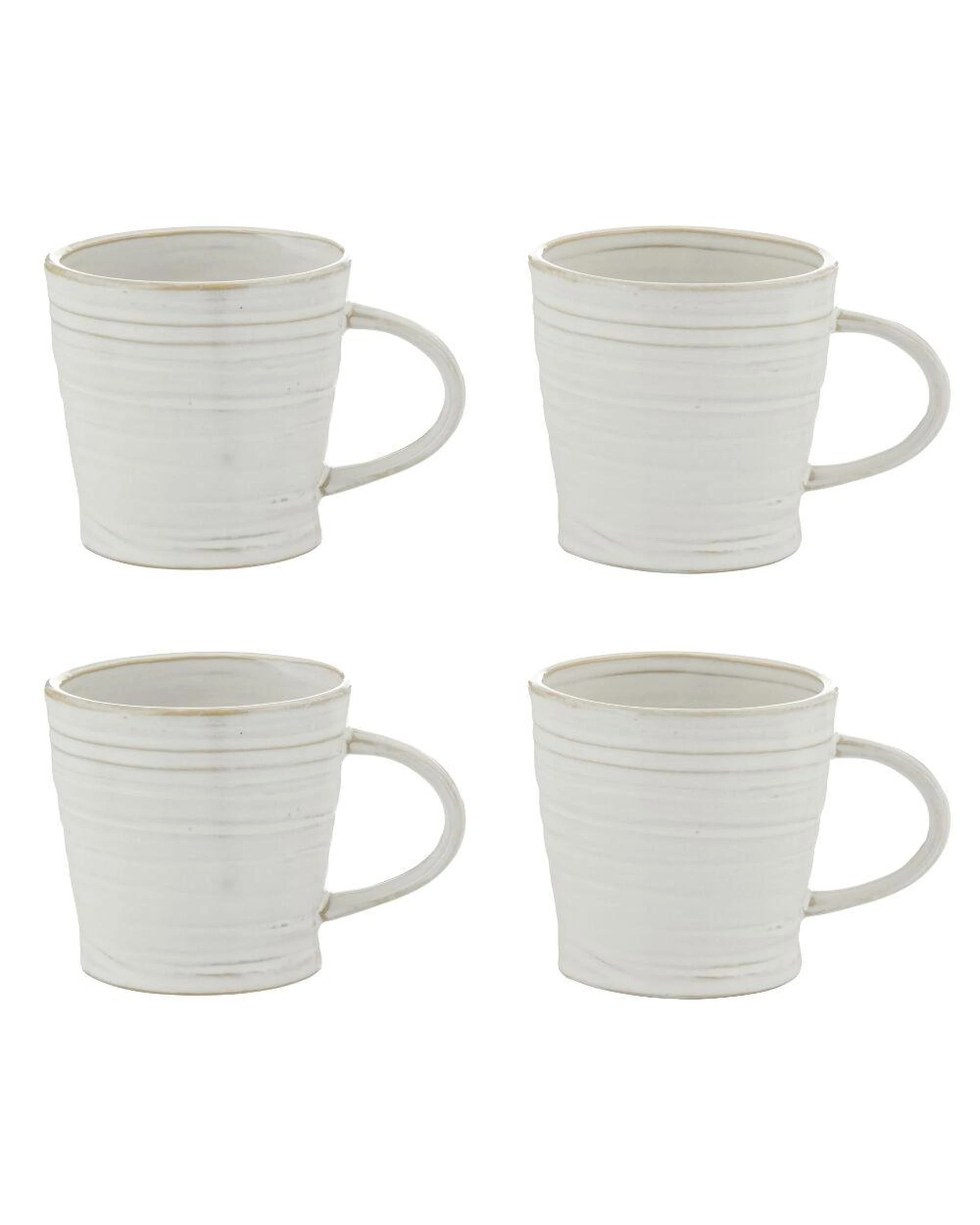 1 Amalfi Somerset 4 Piece Coffee Mug Set 350ml Milky White Glaze Stoneware - White, 1 of 2