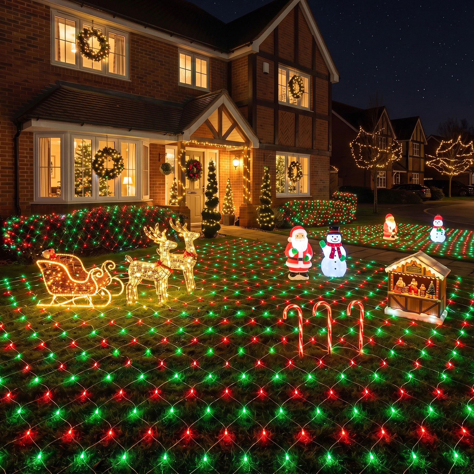 6 Jingle Jollys Christmas Lights 6x4m Christmas Net Lights 1000LED Festive Lighting - Multi, 6 of 8