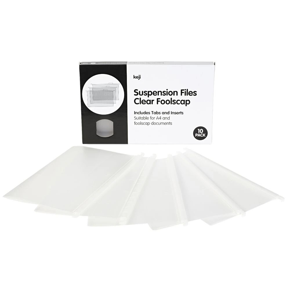 2 Keji Foolscap Suspension File Clear 10 Pack, 2 of 3
