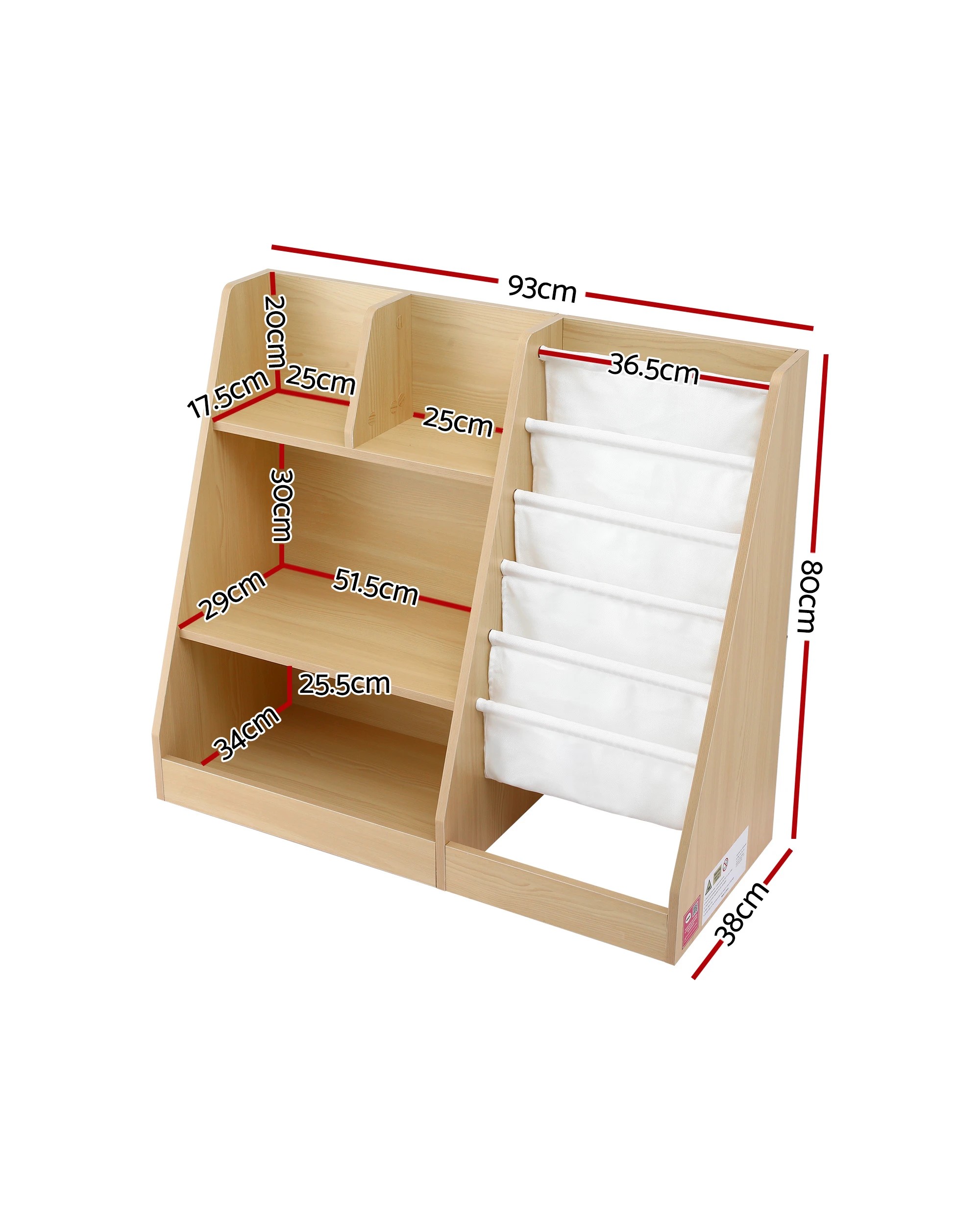 3 Keezi Kids Bookshelf  Bookcase Children Storage Rack Display Shelves Holder - Natural, 3 of 8
