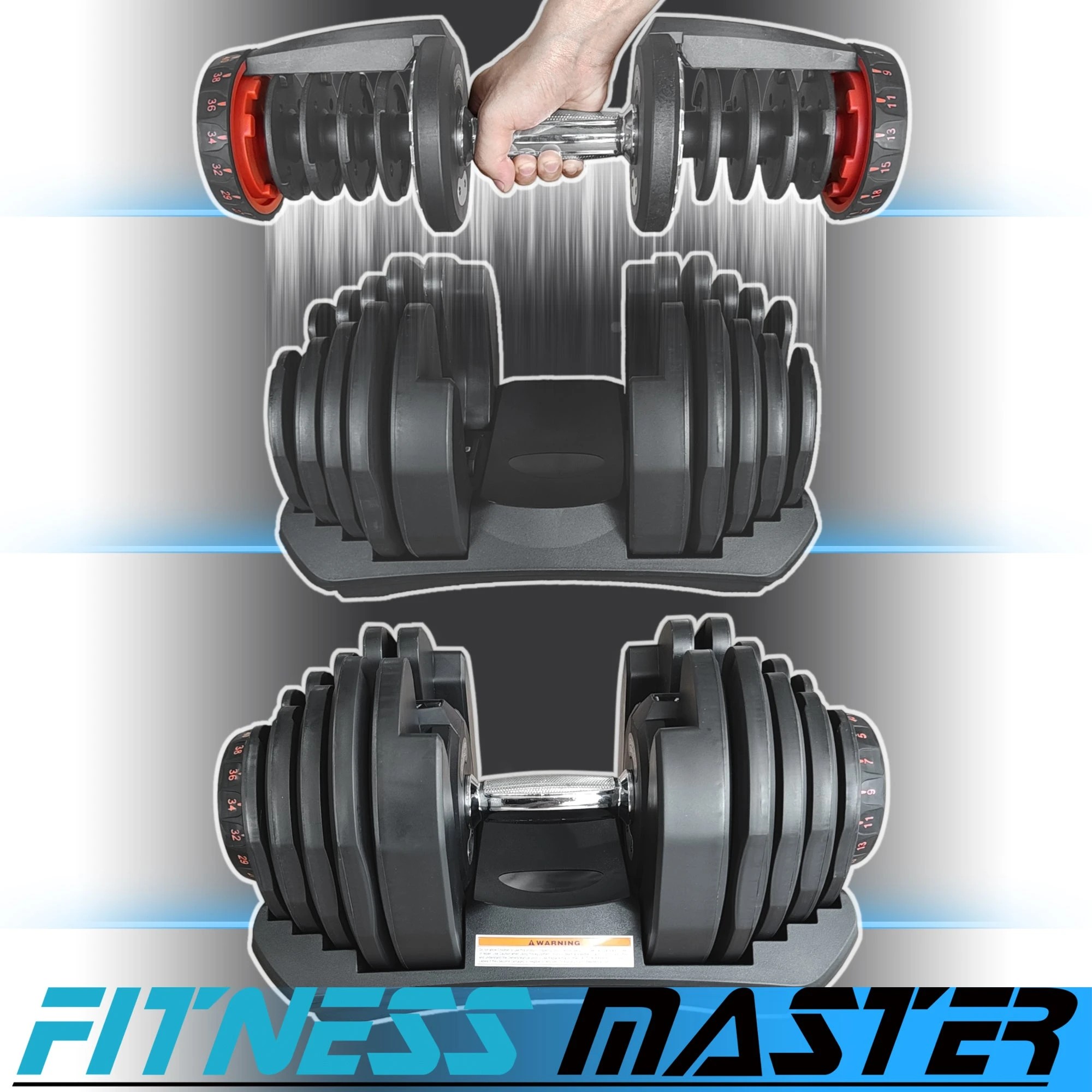 3 Fitness Master 80kg Adjustable Dumbbell Set Home Gym Exercise Equipment Weight 17 Weights 2x 40kg, 3 of 9