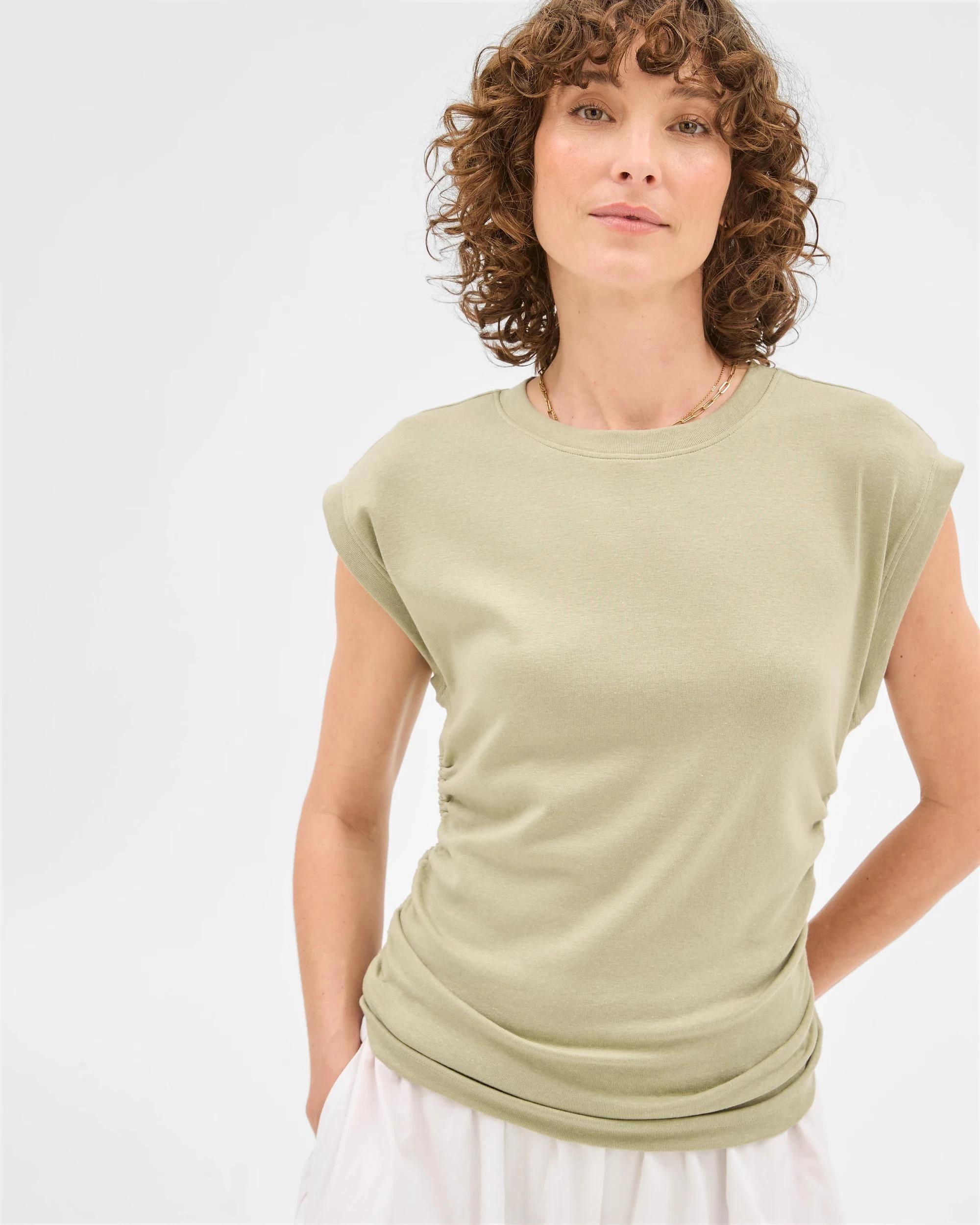 3 Target Gathered Waist Muscle T-Shirt ALOE VERA, 3 of 6