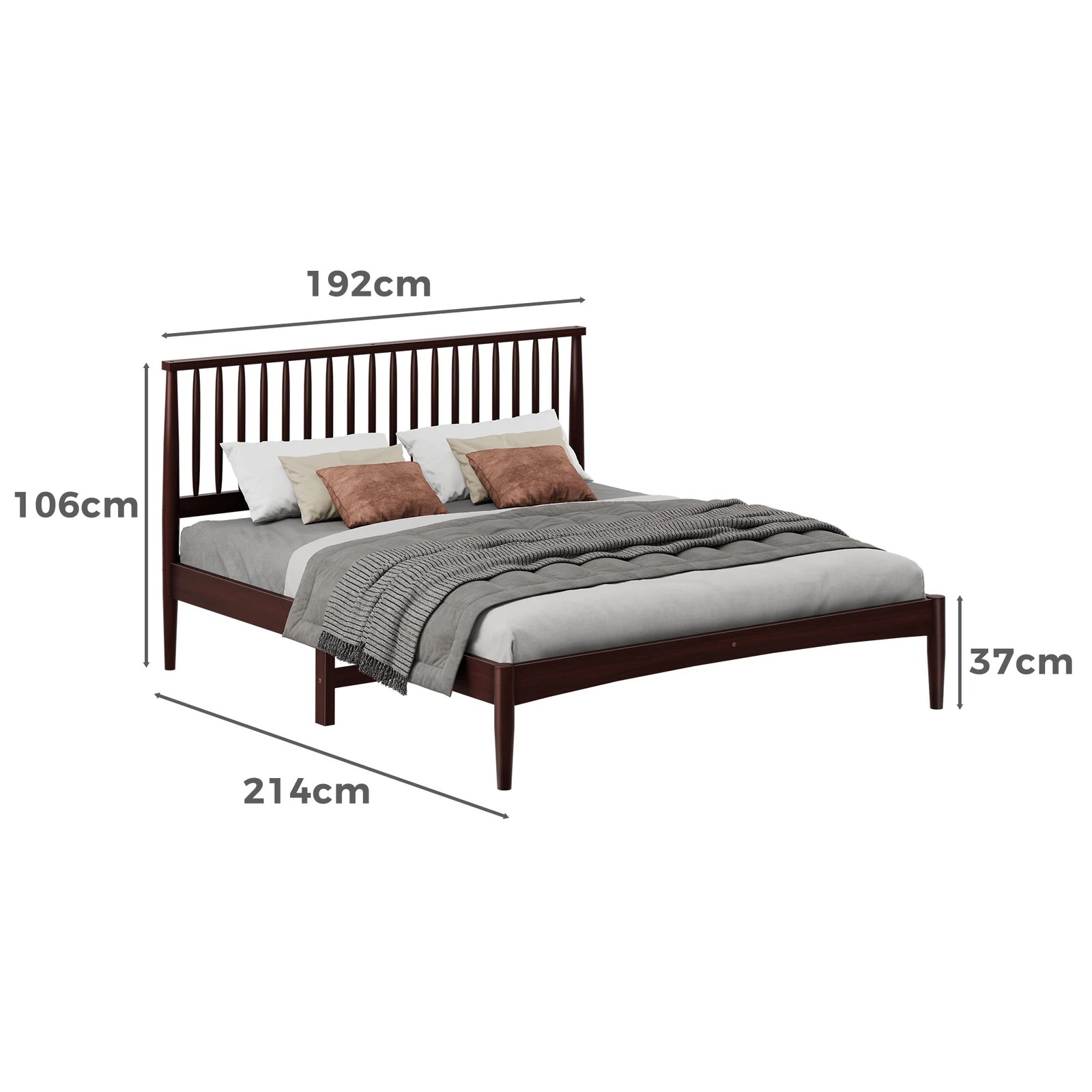 7 Alfordson Bed Frame Wooden King Size Timber Base Platform Walnut Caelus - Natural, 7 of 10