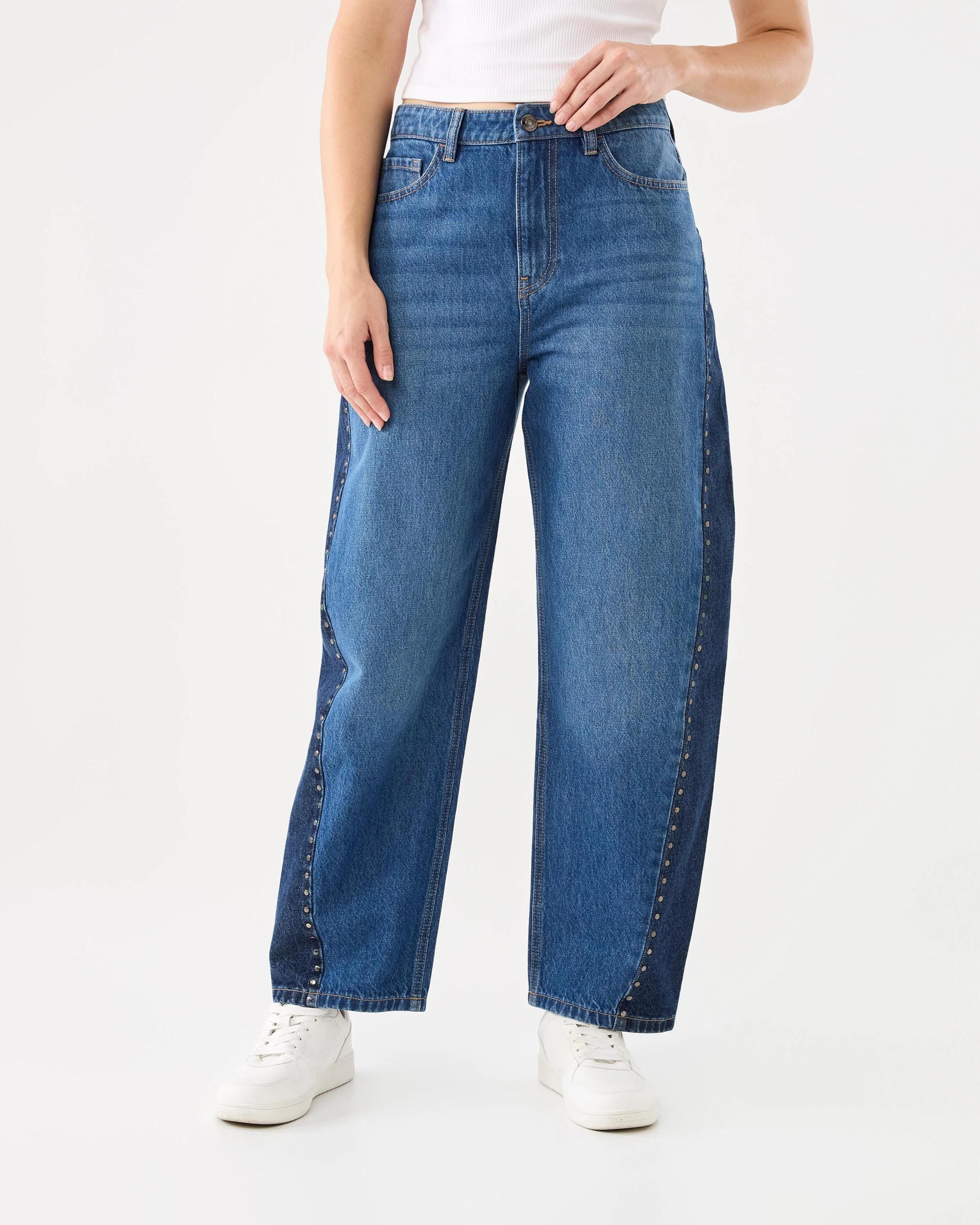 1 Contrast Barrel Jeans Mid Wash, 1 of 8