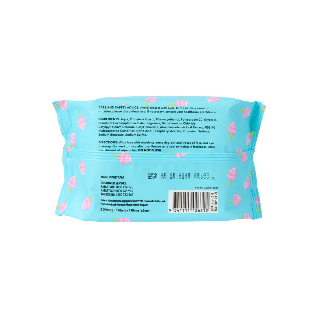 3 OXX Skincare 40 Pack Fairy Floss Biodegradable Facial Wipes - Aloe Vera, 3 of 3