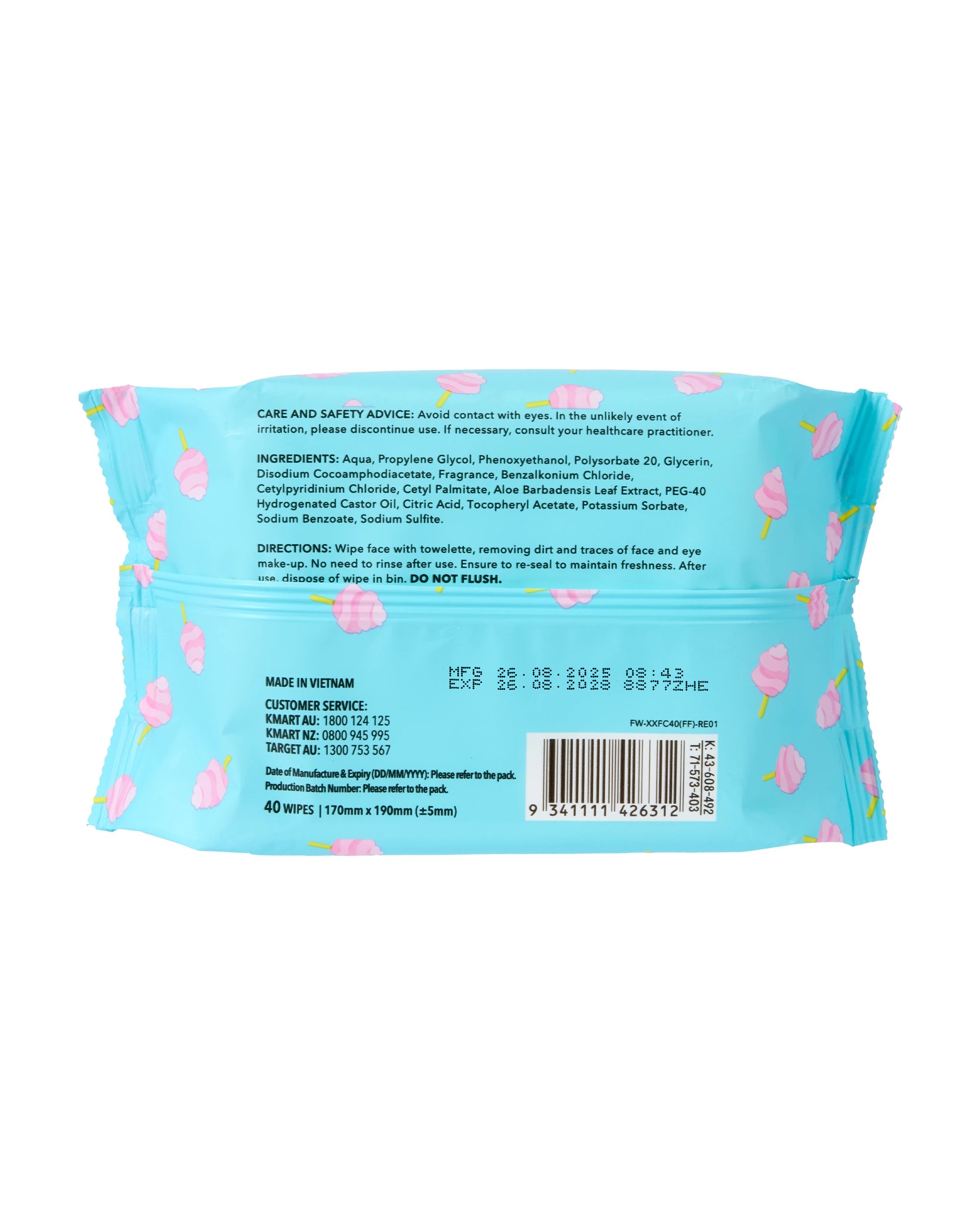 3 OXX Skincare 40 Pack Fairy Floss Biodegradable Facial Wipes - Aloe Vera, 3 of 3