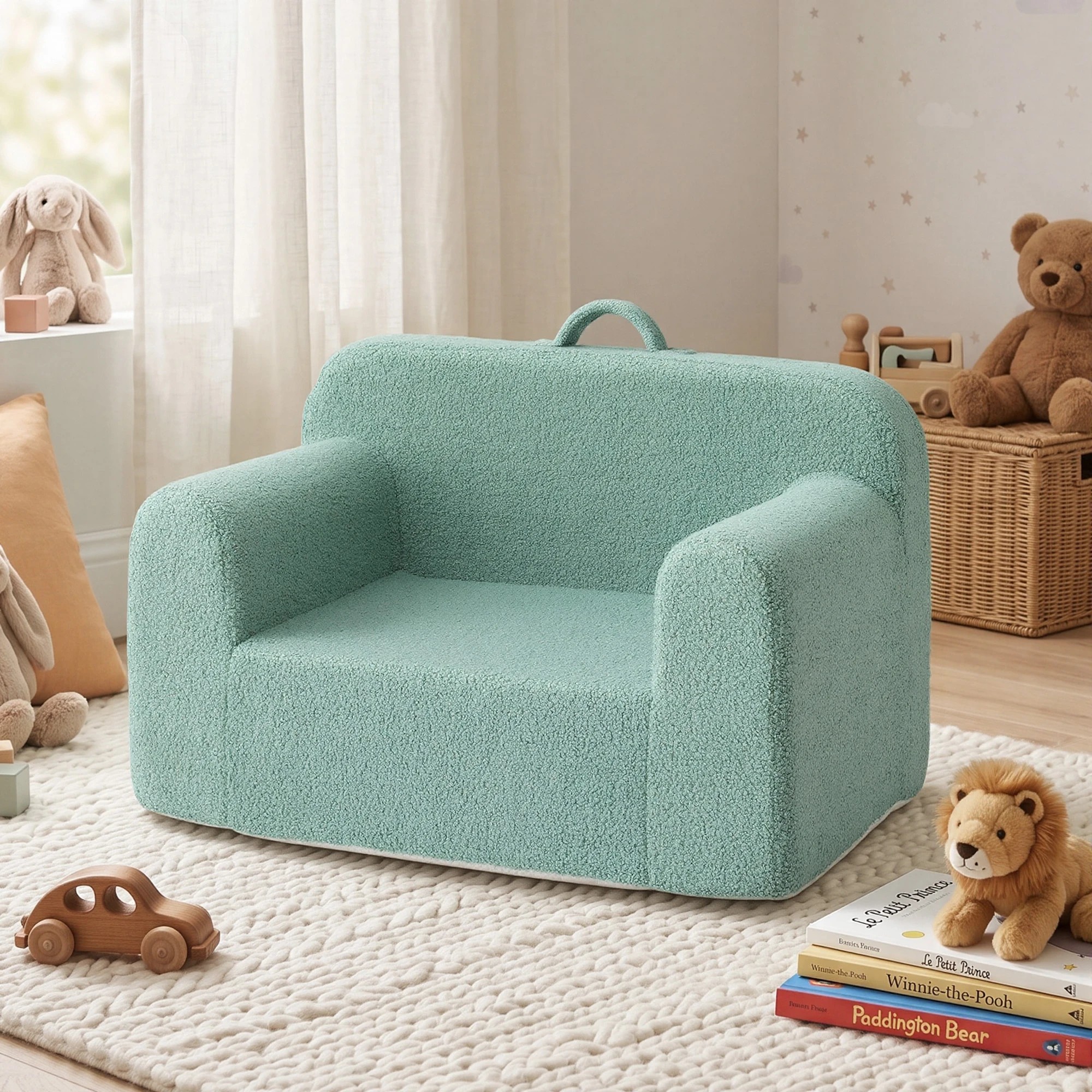 5 Artiss Kids Sofa Toddler Foam Couch with Carry Handle Mint - Green, 5 of 9