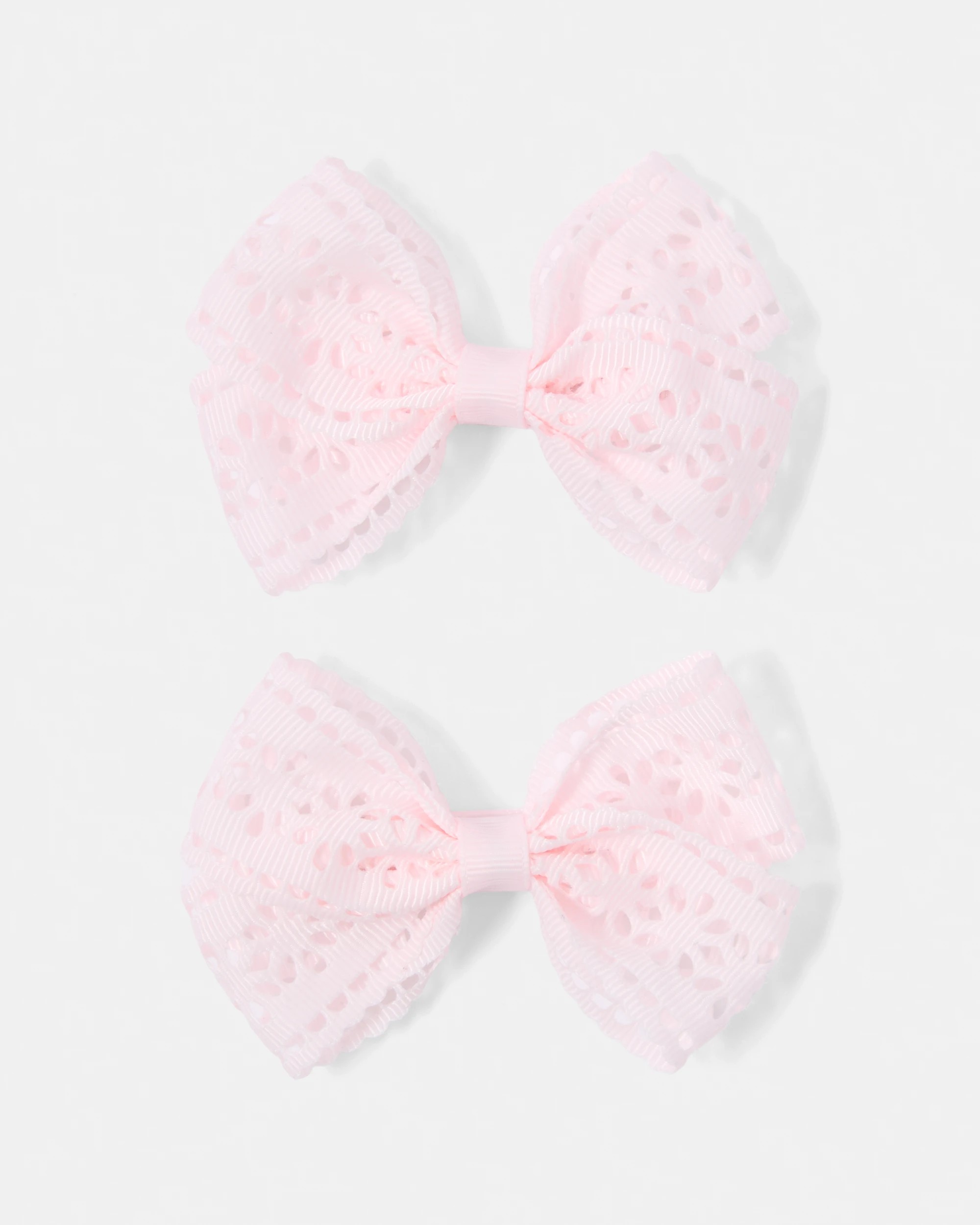 2 2 Pack Pink Laser Cut Bow Hair Clips, 2 of 4