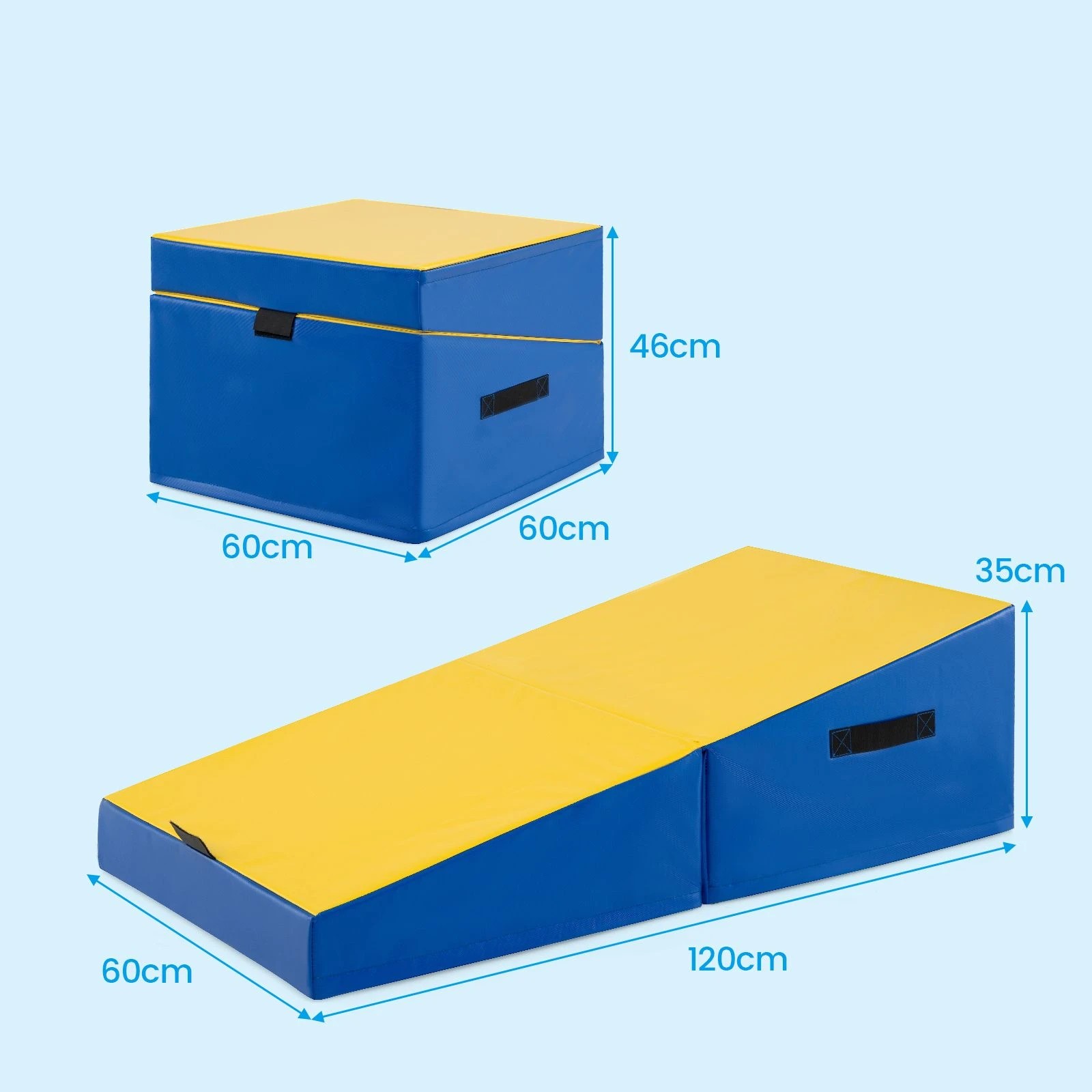 2 Costway Gymnastics Tumbling Mat Folding Incline Yoga Mat Wedge Exercise Mat PVC Leather - Yellow, 2 of 2
