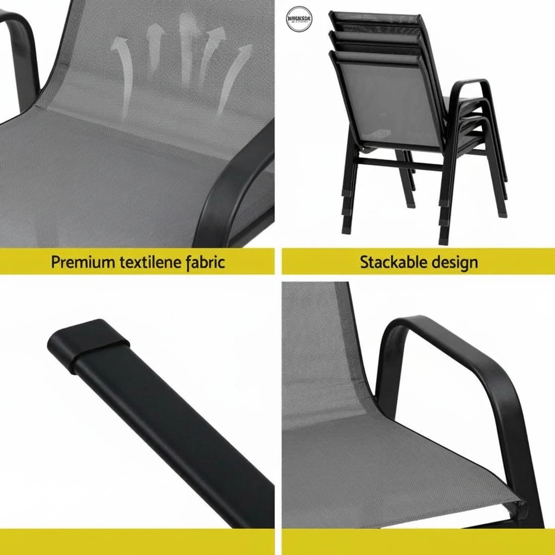 6 Gardeon 6PC Outdoor Dining Chairs - Grey, 6 of 6