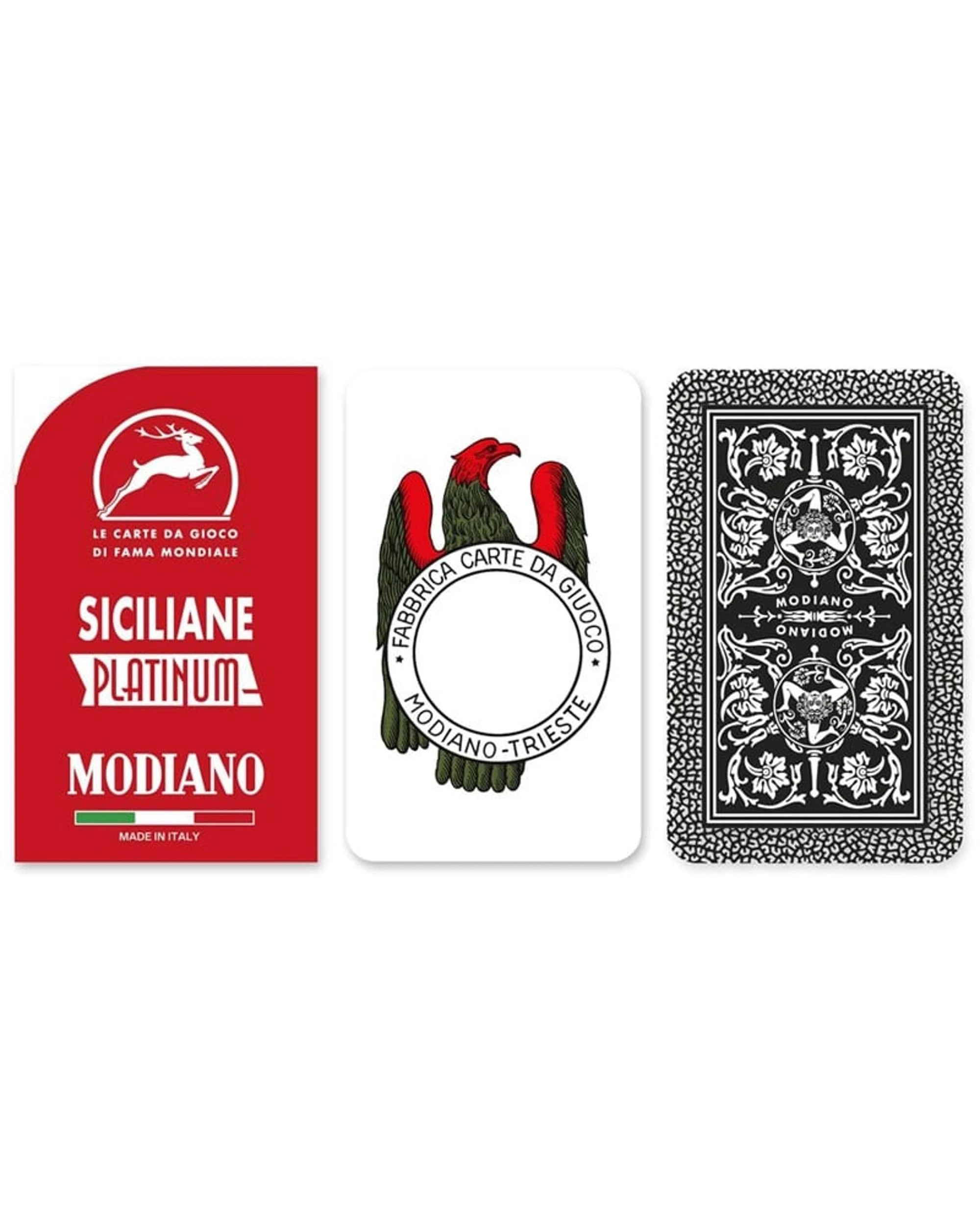 4 Modiano Siciliane Platinum 100% Plastic Red Italian Playing Cards - Red, 4 of 4