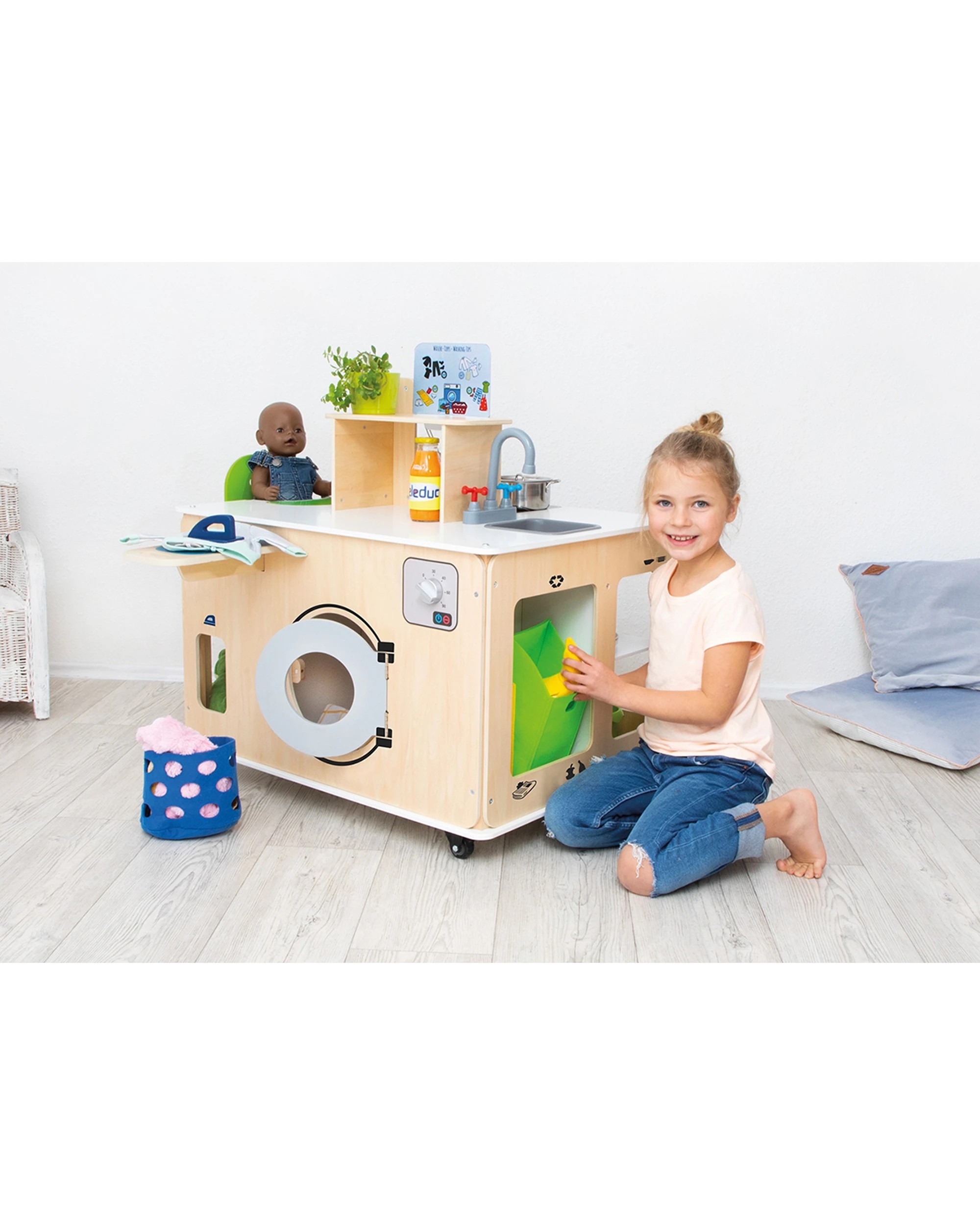 6 Beleduc All in One Home Kitchen Cooking Cleaning Laundry Role Play Centre - Multi, 6 of 6