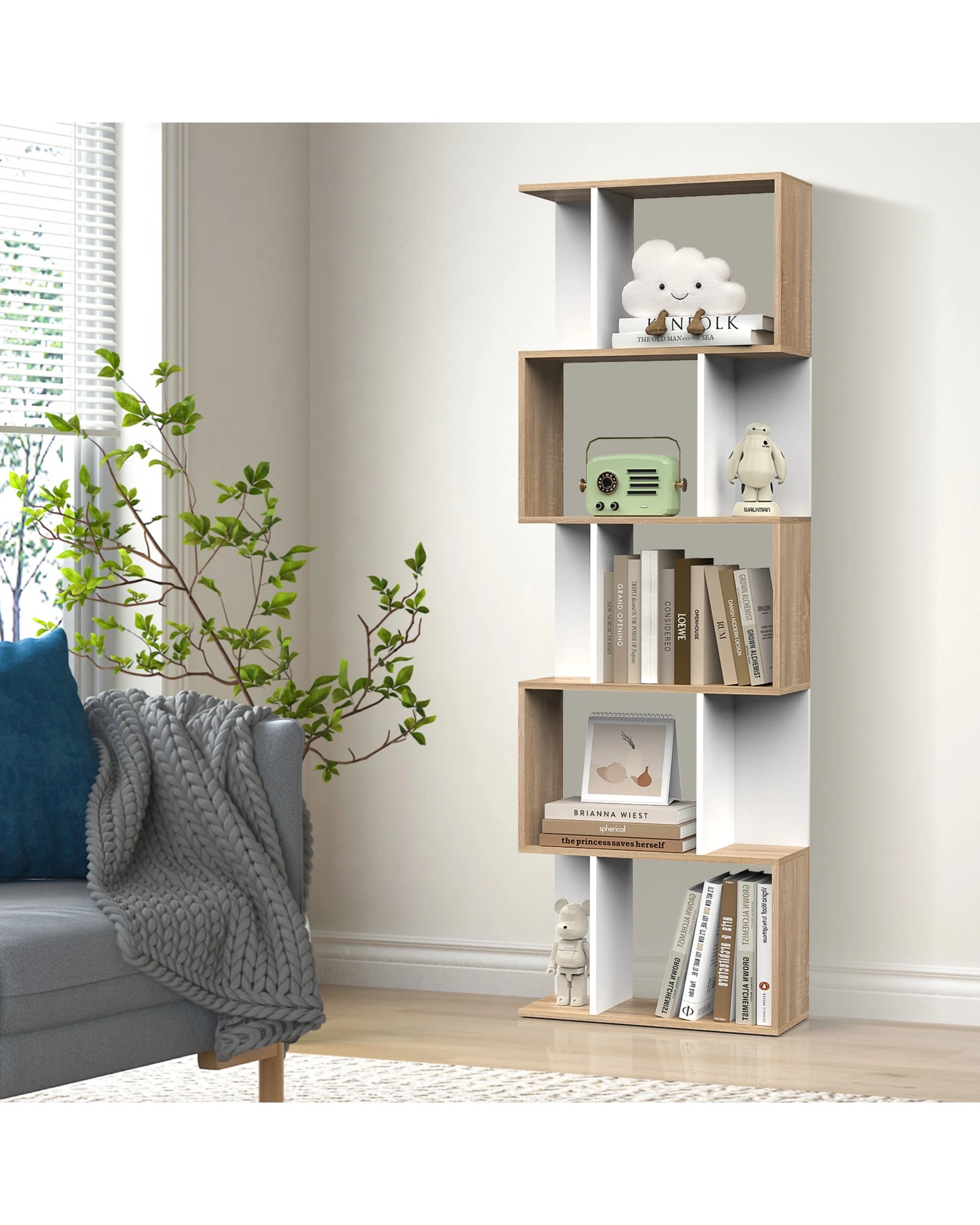 4 Advwin 5-Tier Cube Bookshelf Storage Bookcase Display Shelf, 4 of 8