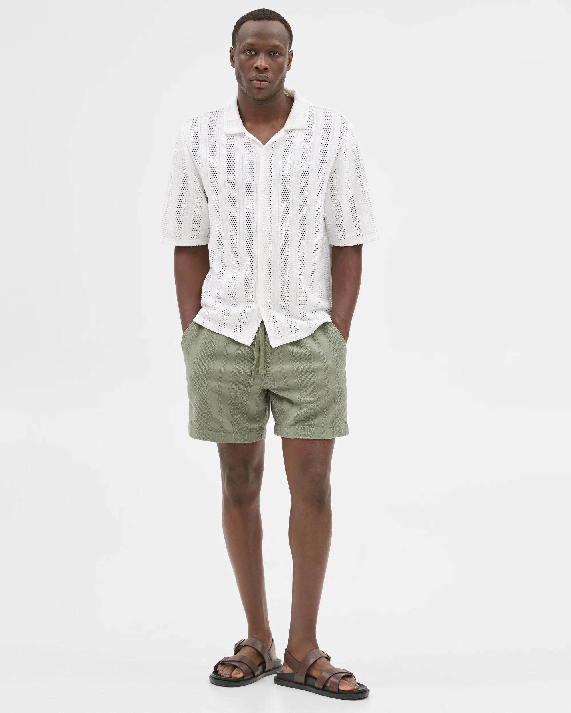 1 Australian Cotton Textured Knit Shorts - Commons KHAKI, 1 of 6