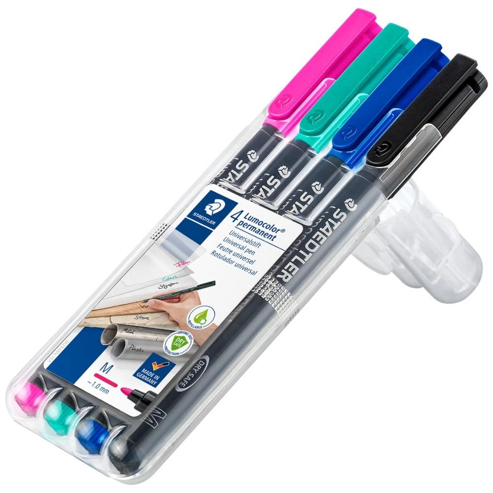 2 Staedtler Lumocolor Permanent Marker Medium Brights 4 Pack, 2 of 6