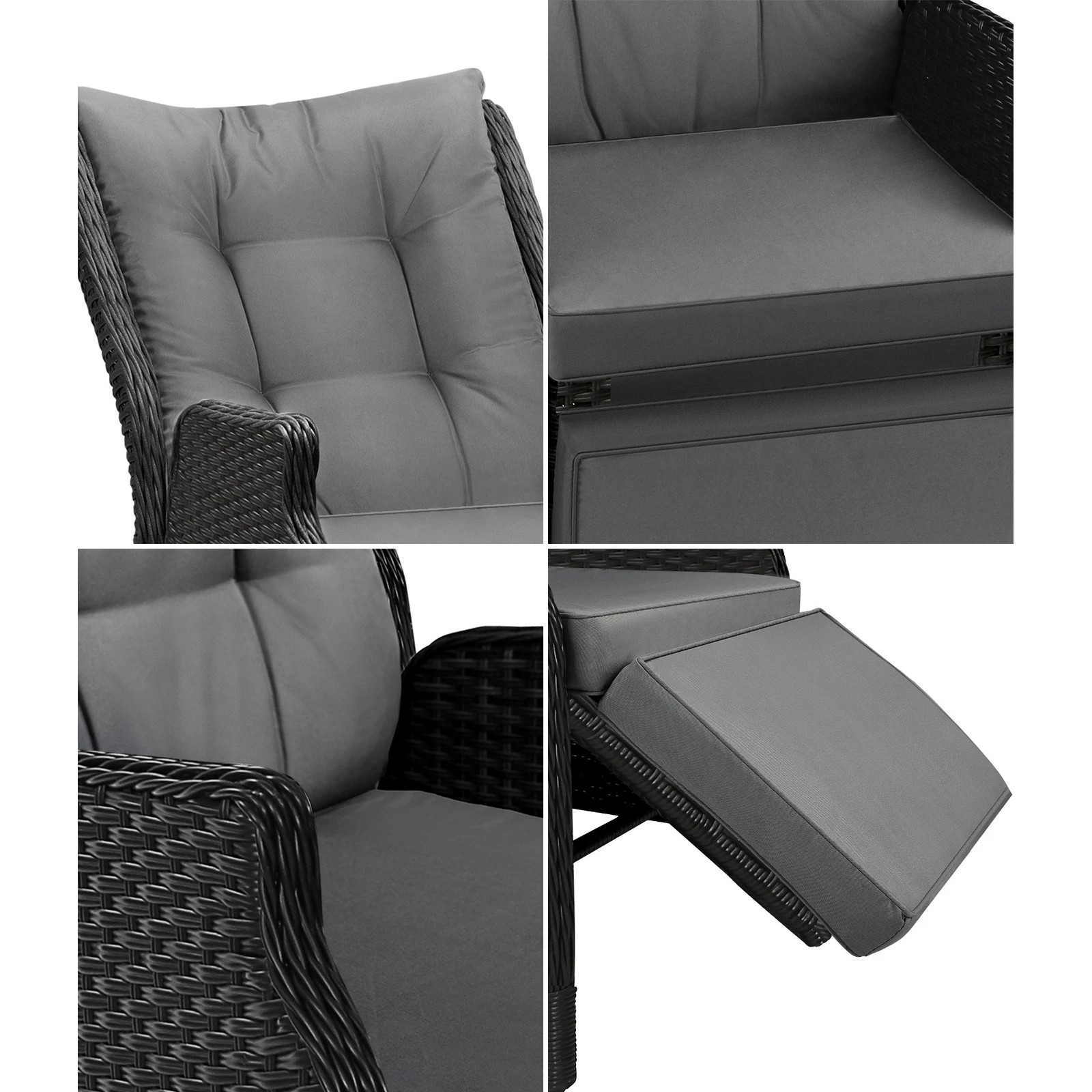 7 Livsip Outdoor Sun Lounge Garden Chairs Beach Chair Recliner Patio Furniture
 - Black, 7 of 9