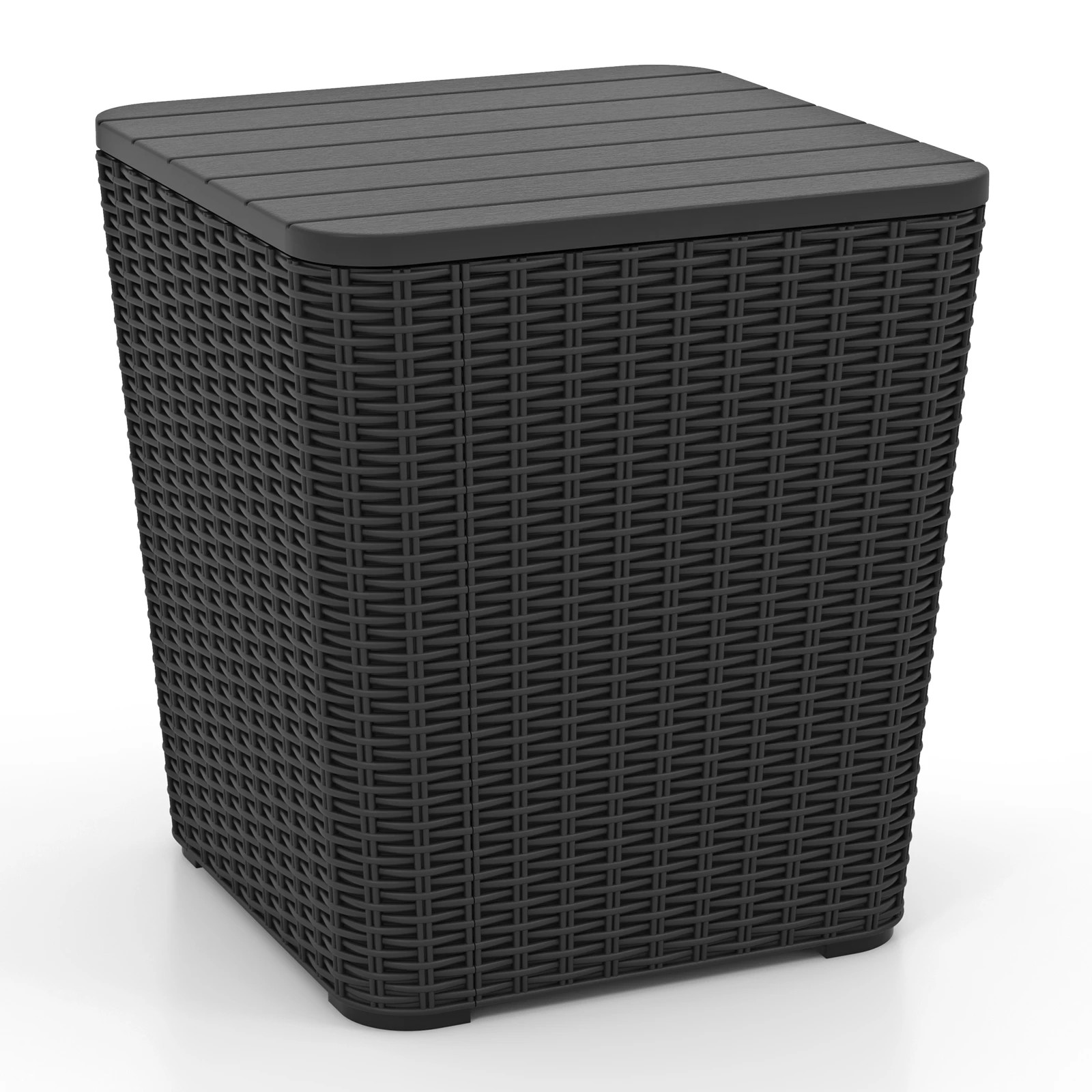 1 Costway 43L Patio Storage Box Resin Patio Side Table w/Removable Lid - Black, 1 of 1