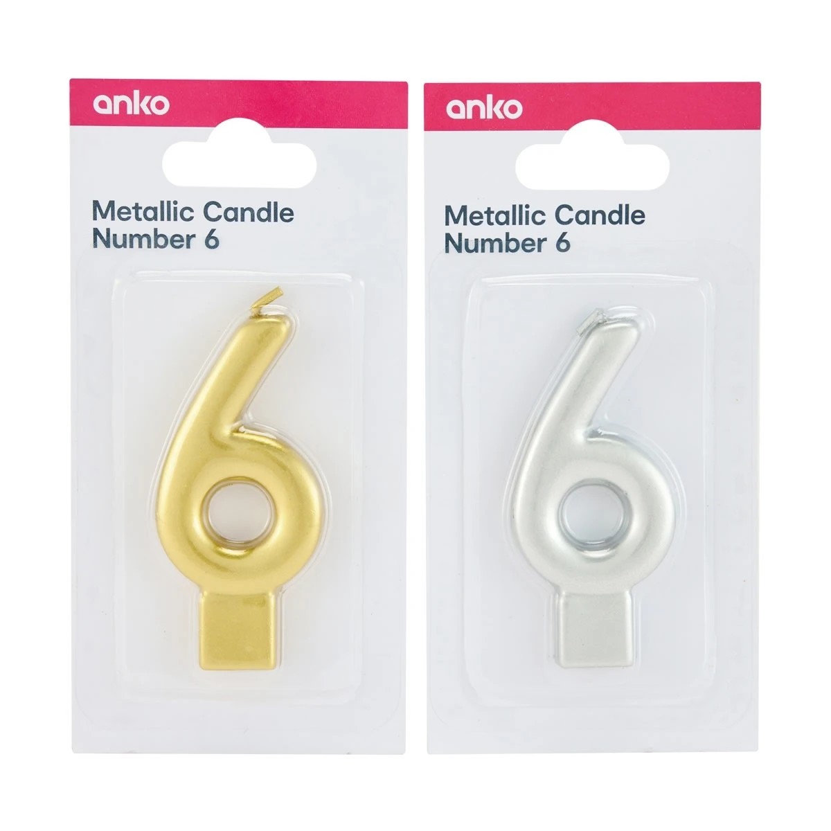 6 Metallic Candle Number 6 - Assorted, 6 of 6