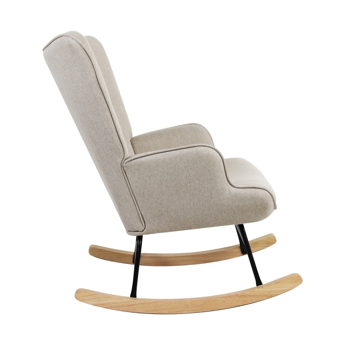 8 Oikiture Rocking Chair Nursing Armchair Linen Accent Chairs Upholstered
 - Beige, 8 of 10