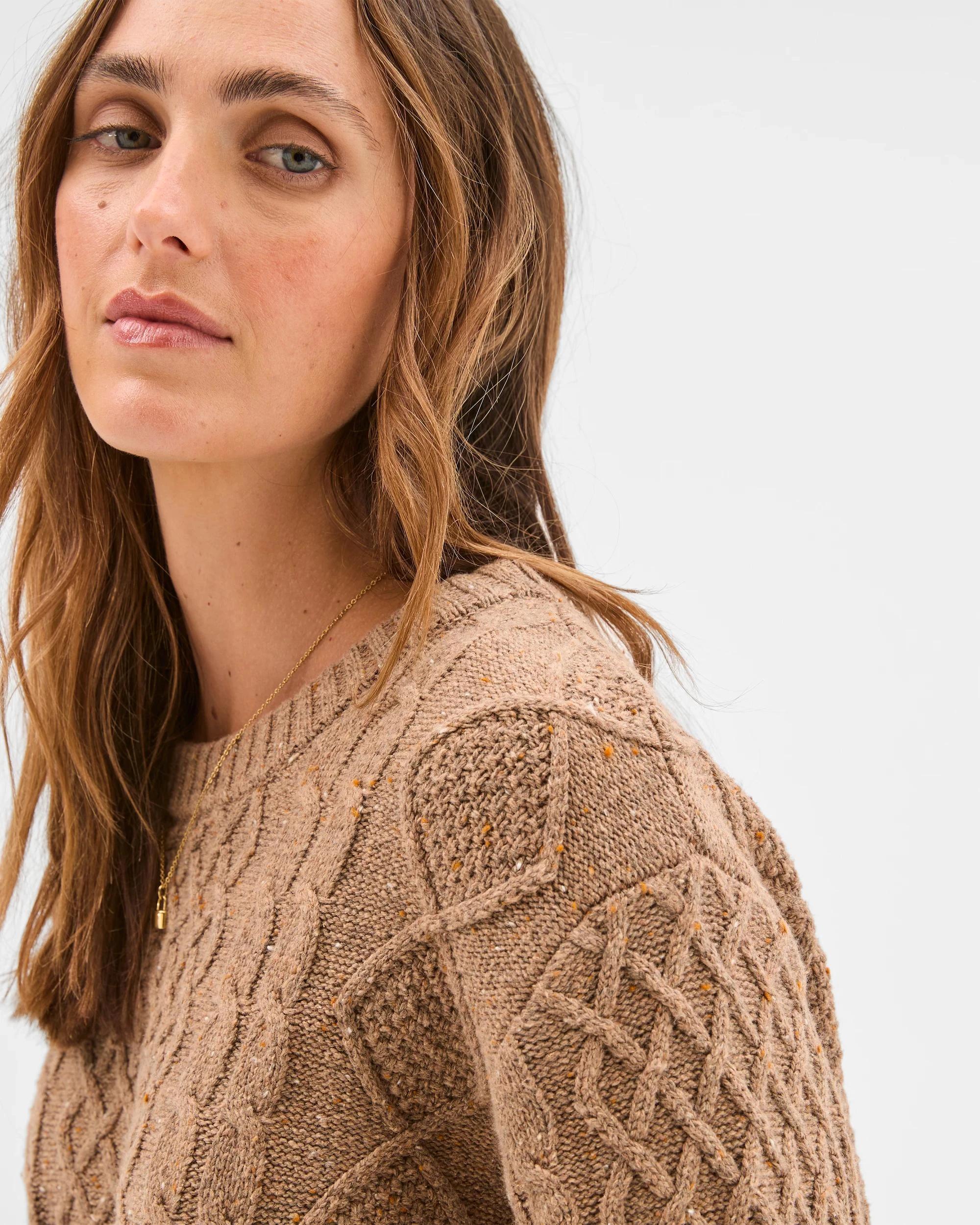 6 Target Woman Australian Cotton Blend Cable Knit Sweater PARTRIDGE, 6 of 9