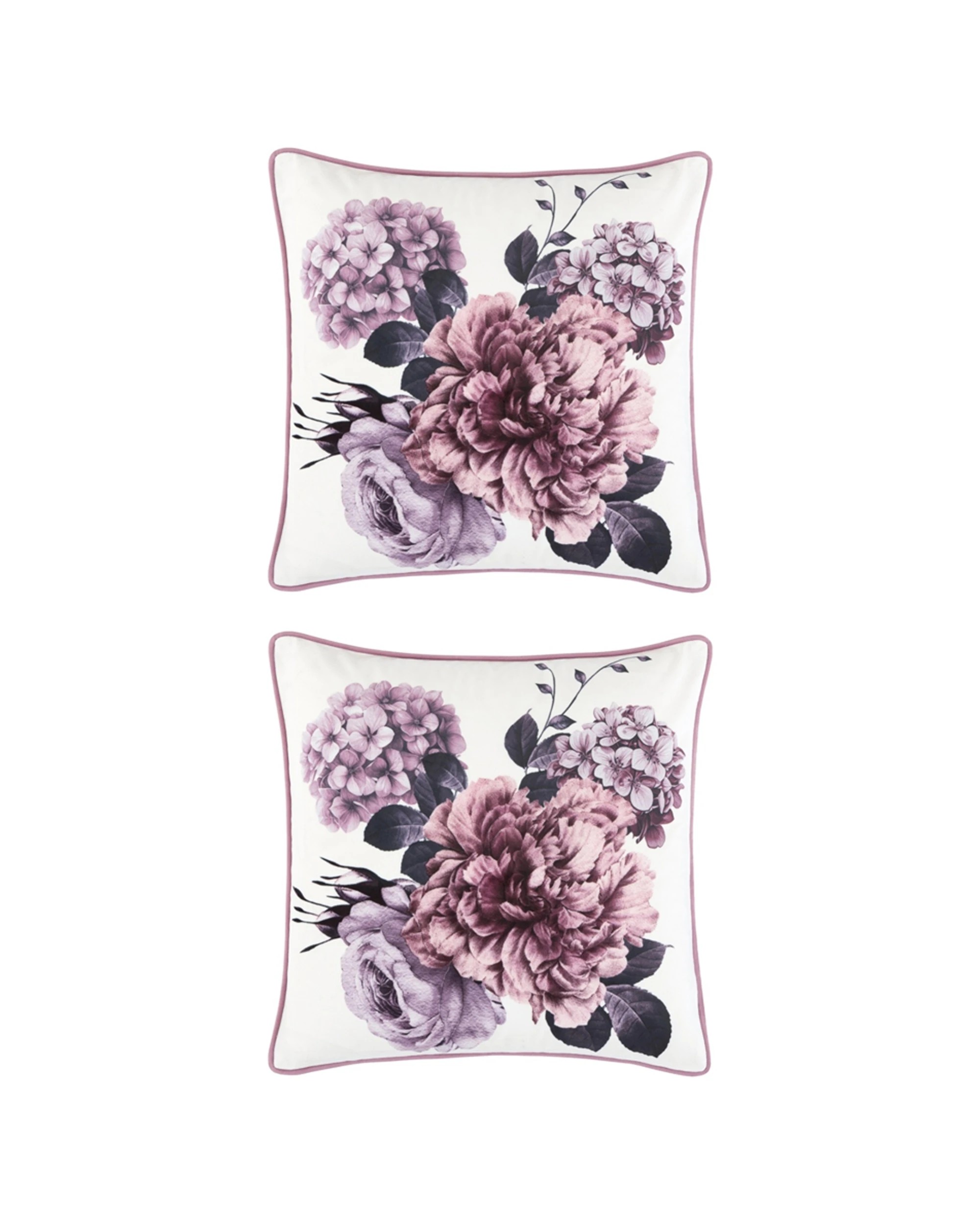 1 Bianca 2PK Kiara Square Velvet Floral Decor Cushion 43x43cm Plush Polyester Blooms - Multi, 1 of 1