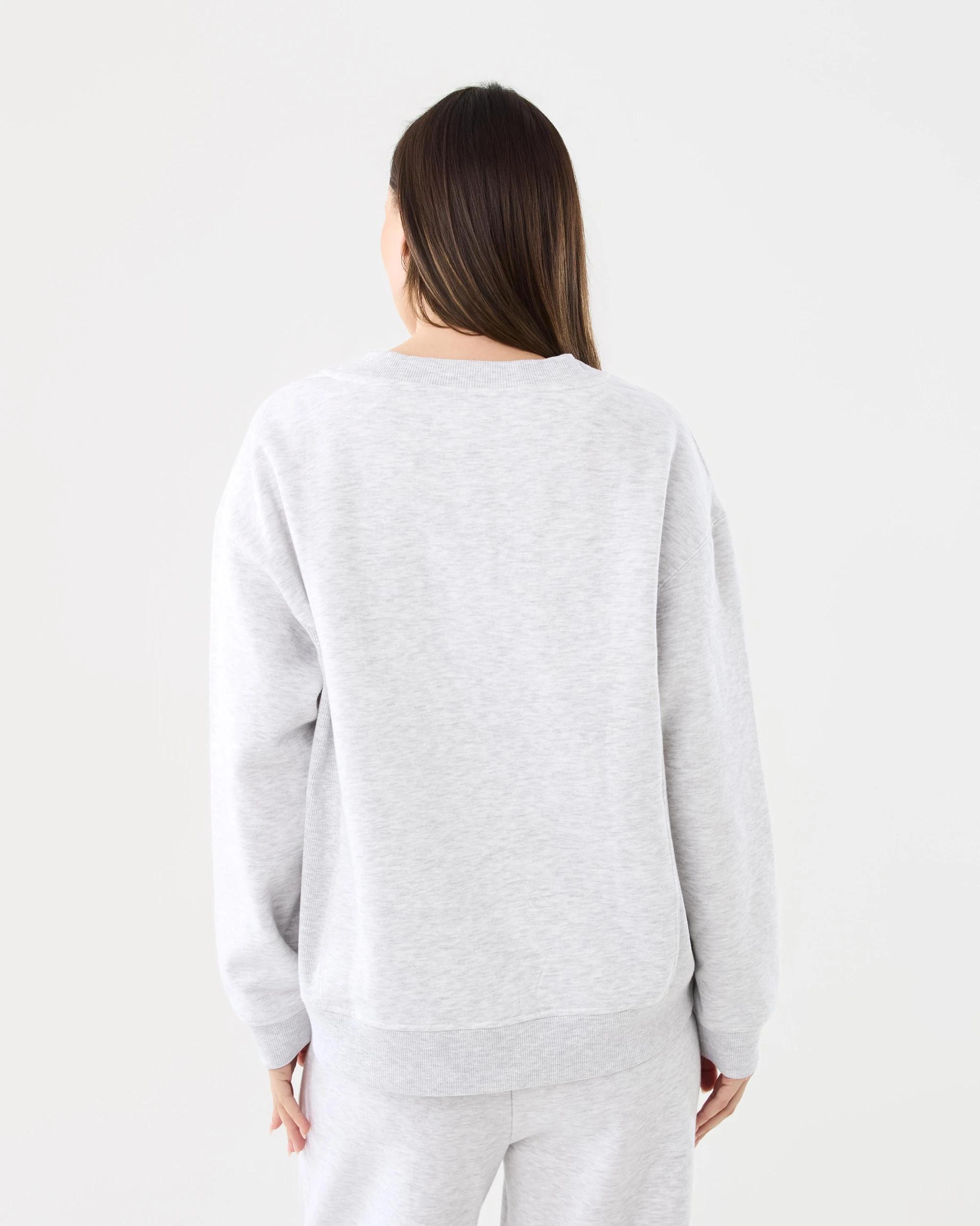 3 Marle V-Neck Rib Sweatshirt Wht Marle, 3 of 7