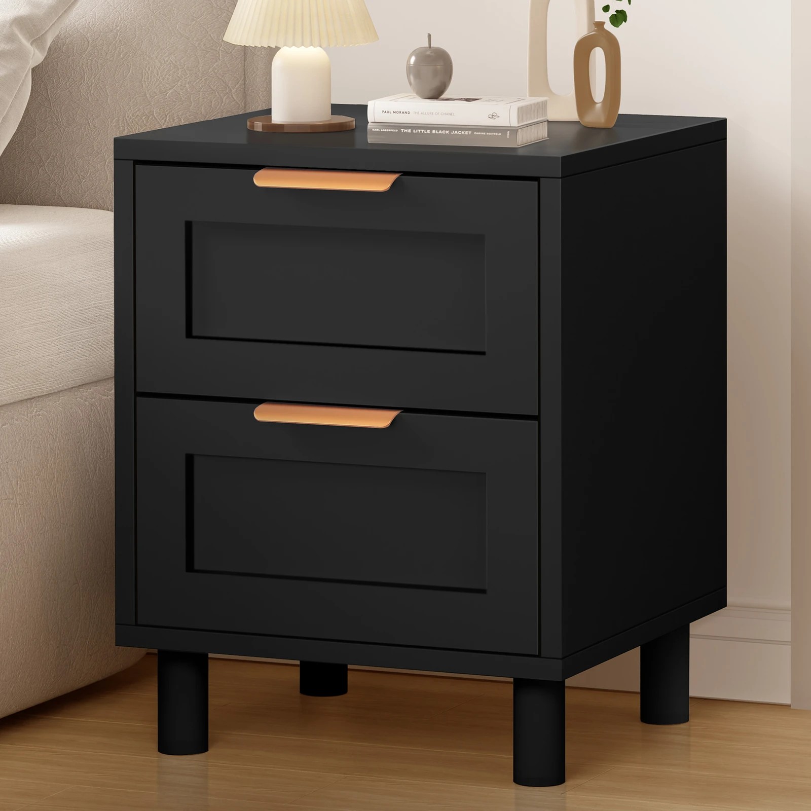 2 Alfordson Bedside Table Side Storage Nightstand 2 Drawers Cabinet - Black, 2 of 10