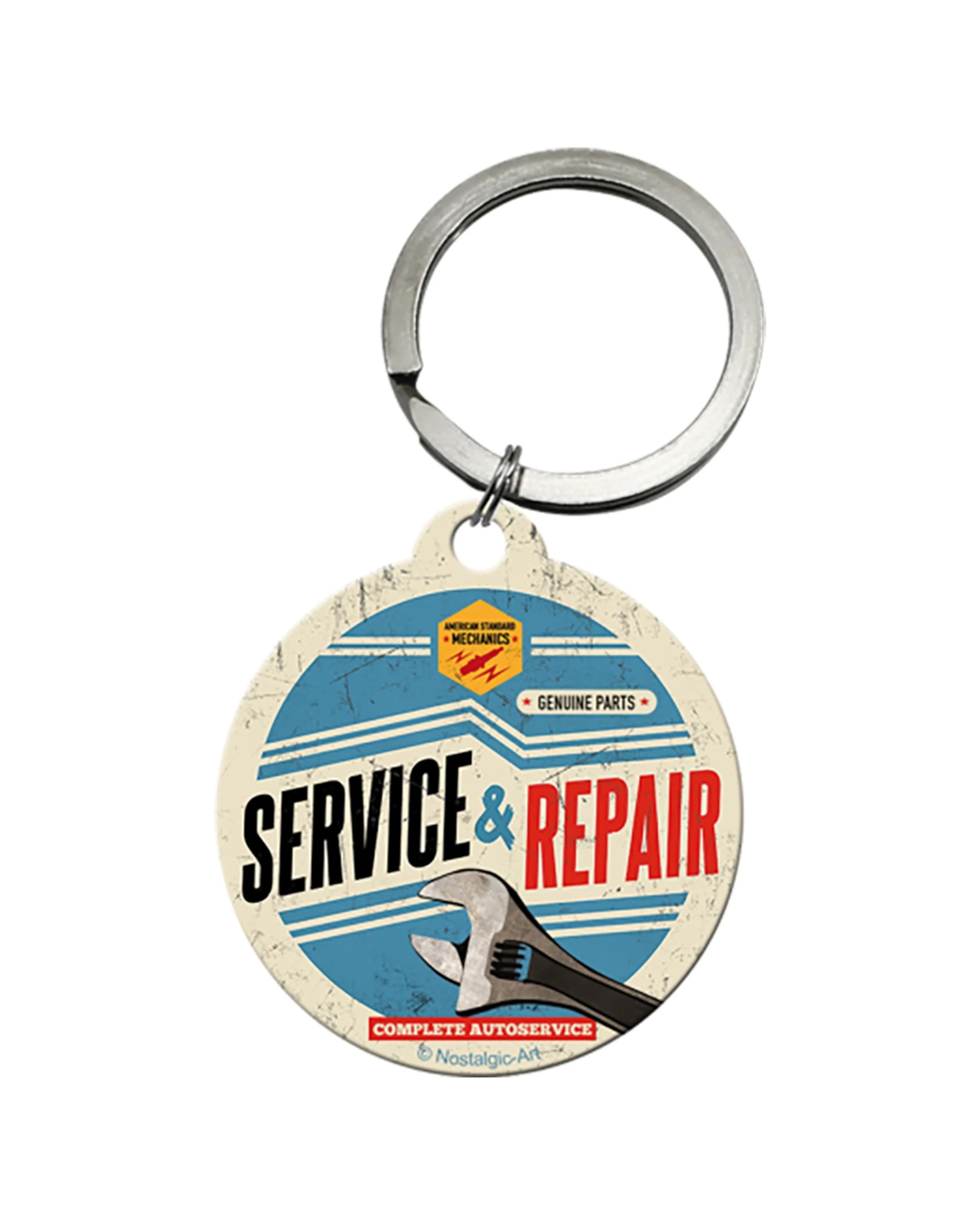 Nostalgic-Art Metal Round Keyring Service Repair Stainless Steel ...