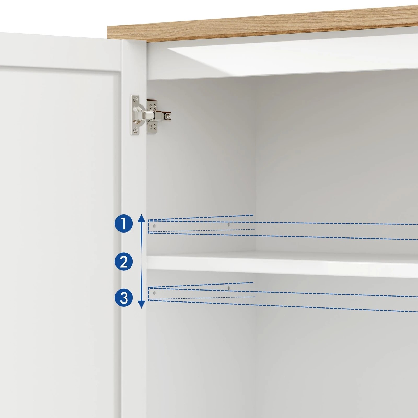 5 Alfordson 2x Buffet Sideboard Cupboard Storage Cabinet Wardrobe Kitchen Hallway - White, 5 of 8