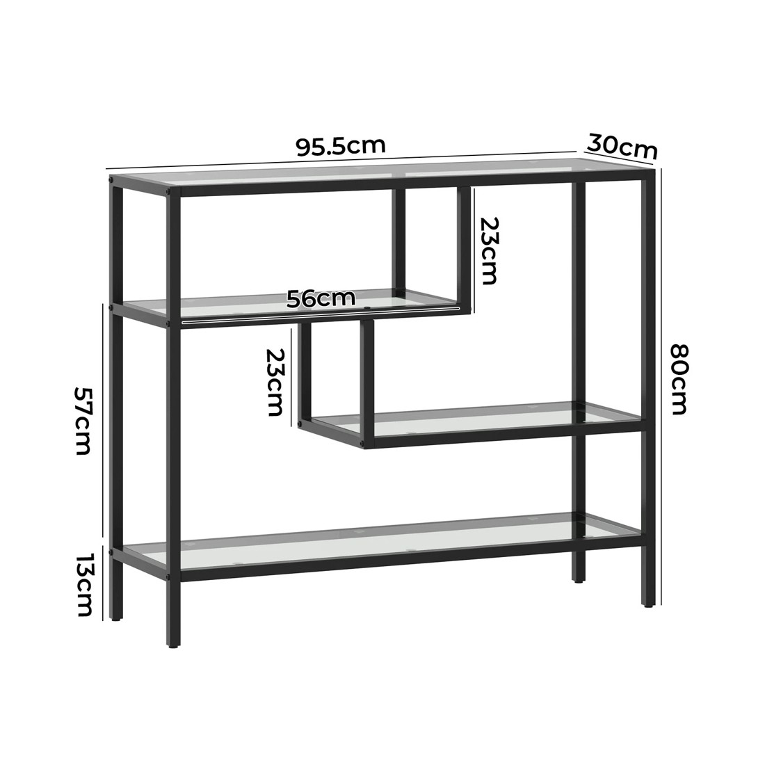 10 Oikiture Console Table Tempered Glass Sofa Table Hall Side Entry 4 Shelves
 - Black, 10 of 10