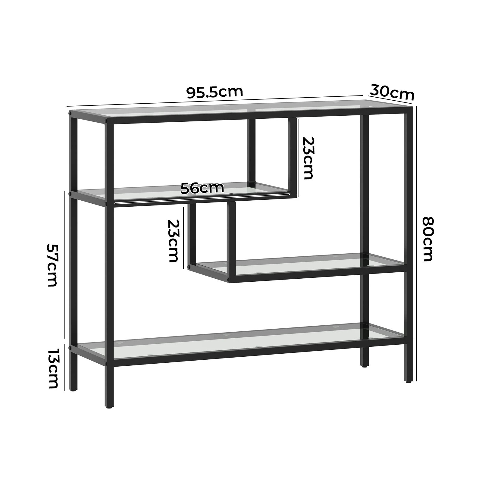10 Oikiture Console Table Tempered Glass Sofa Table Hall Side Entry 4 Shelves
 - Black, 10 of 10