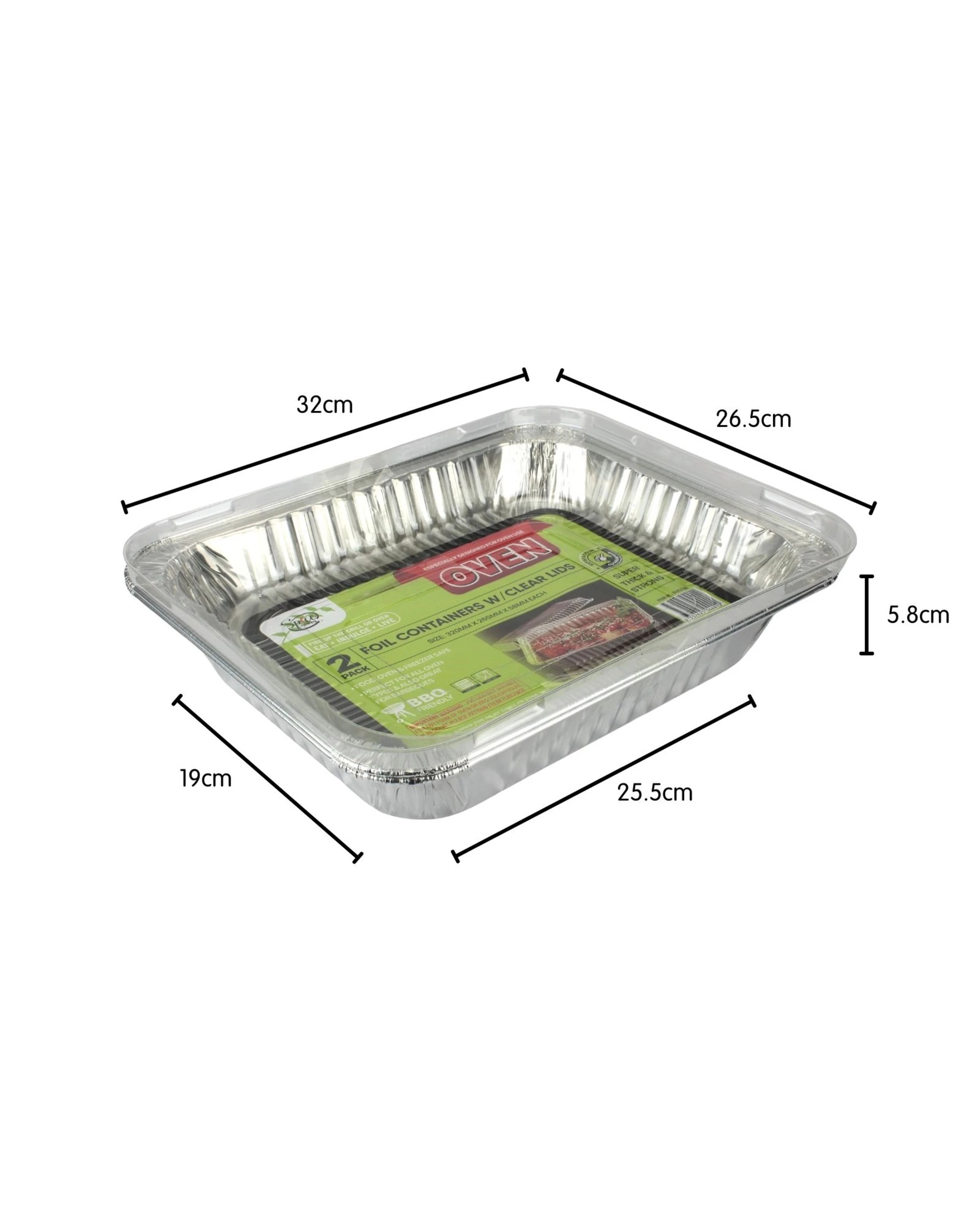 2 Durmaz Foil Roasting Trays With PVC Lids 32cm x 26.5cm x 5.8cm Pack of 2, 2 of 2