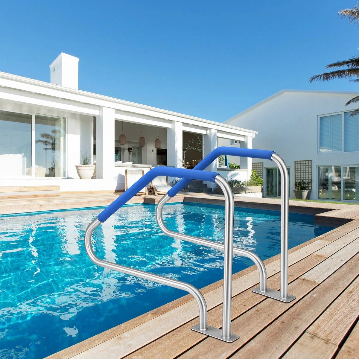 2 OGL Swimming Pool Handrail Steps Stairs Railing Banister Stainless Steel, 2 of 6