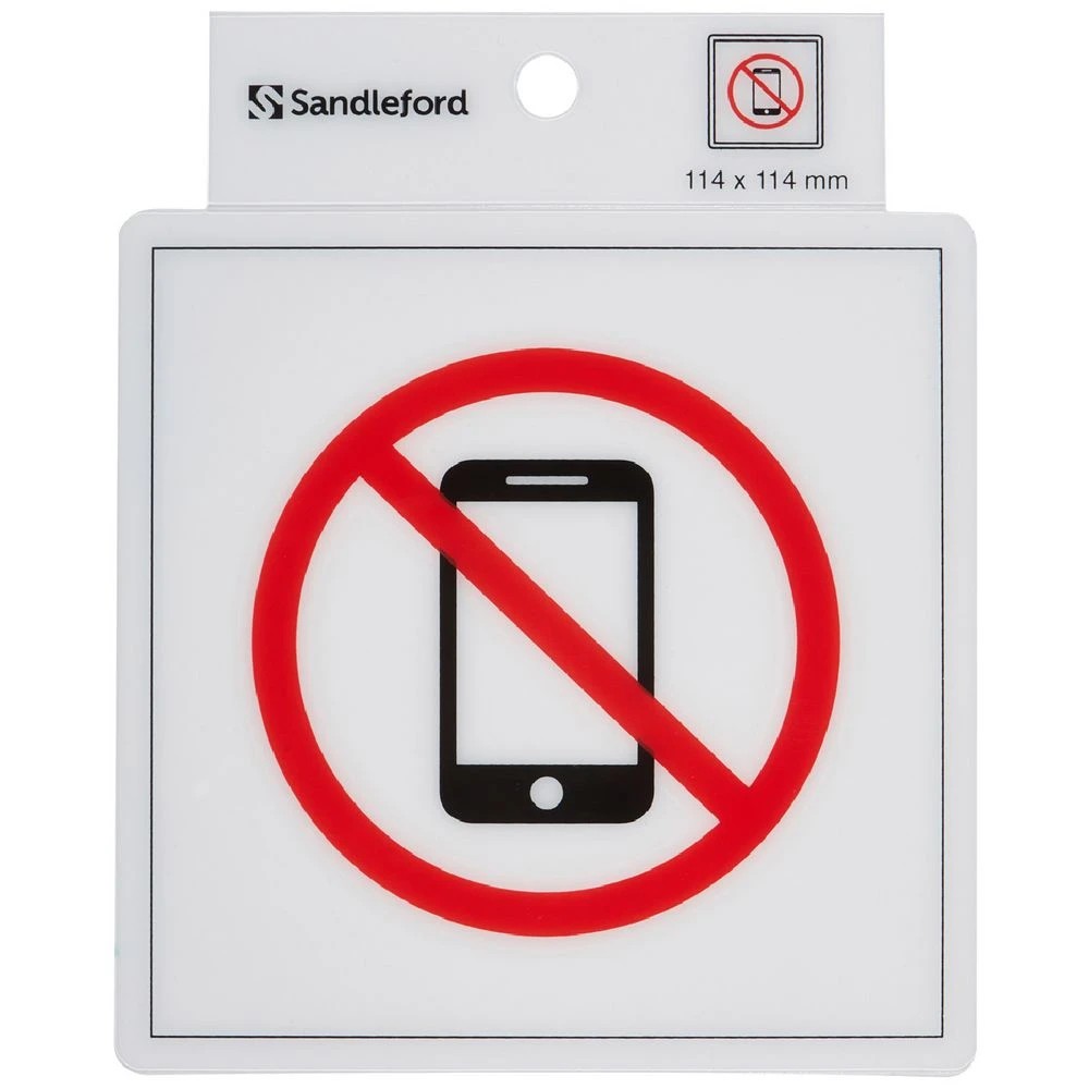 1 Sandleford No Phones Symbol Self-adhesive Sign, 1 of 1
