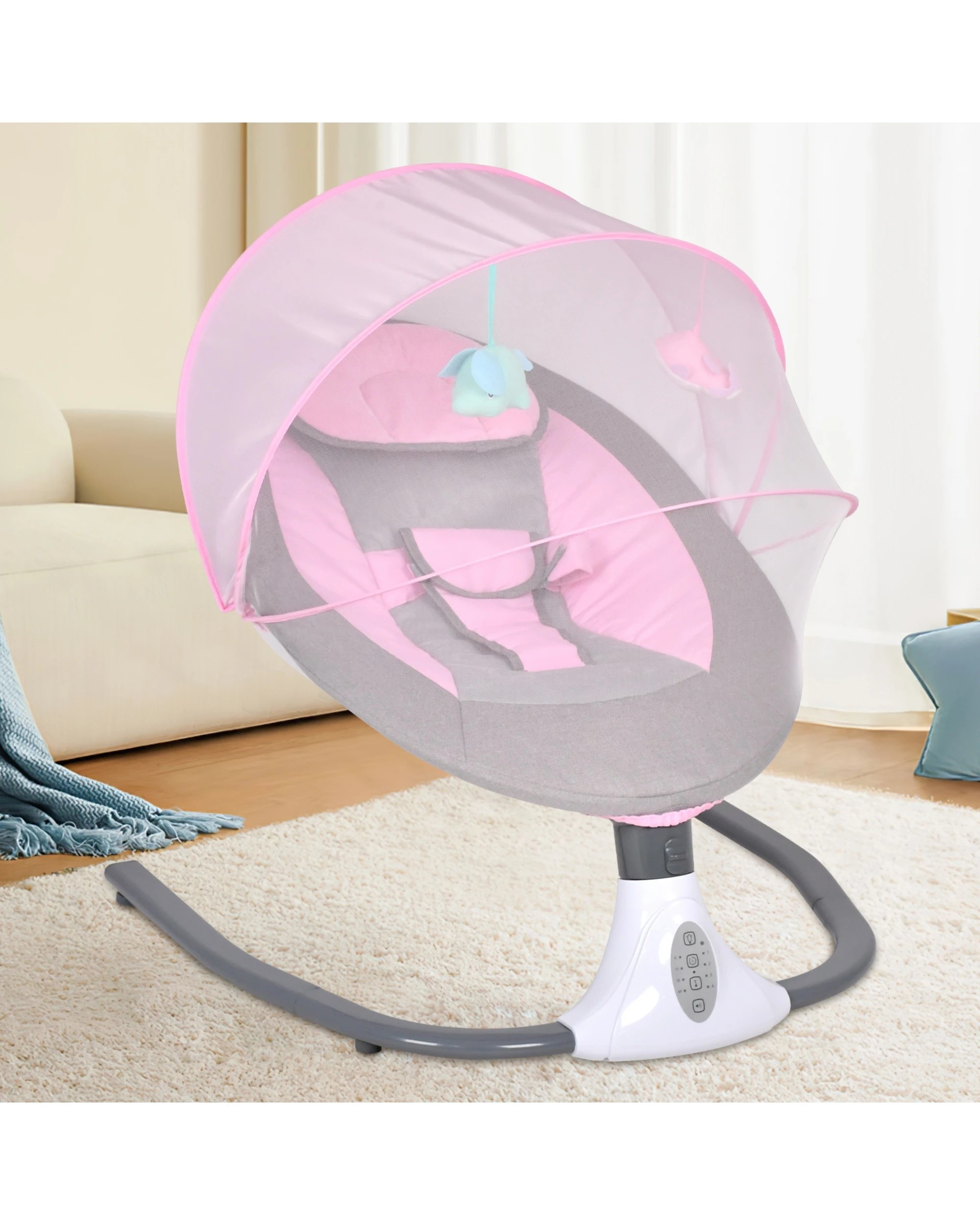2 Advwin Electric Baby Swing Chair with Mosquito Net  - Pink, 2 of 10