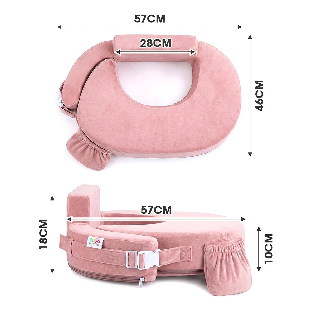2 PlayPals Nursing Pillow Breastfeeding Posture Support Adjustable Waist - Pink, 2 of 3