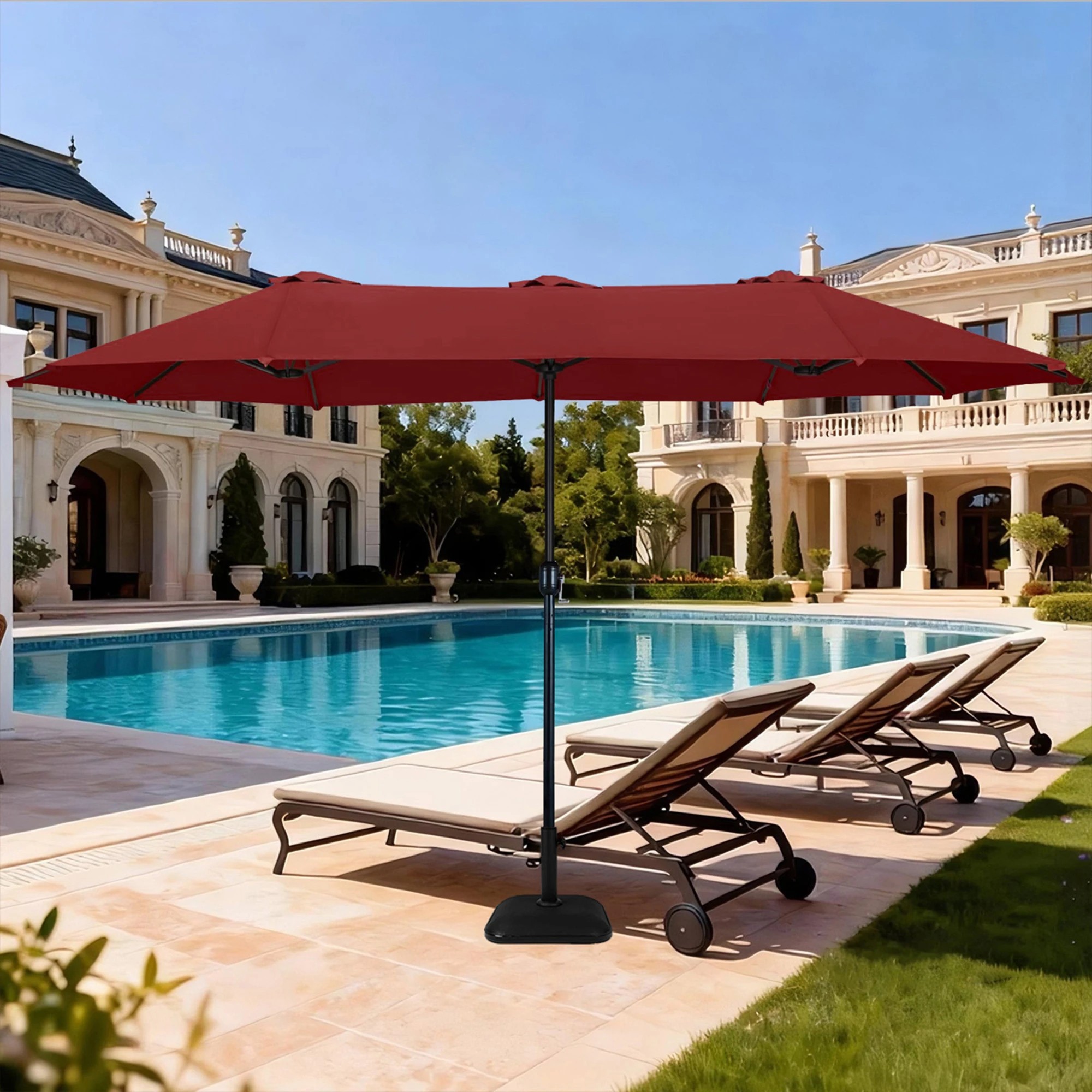 7 Mountview Large Parasol Patio Umbrella Outdoor Garden Pool Sunshade Double-Sided - Red, 7 of 9
