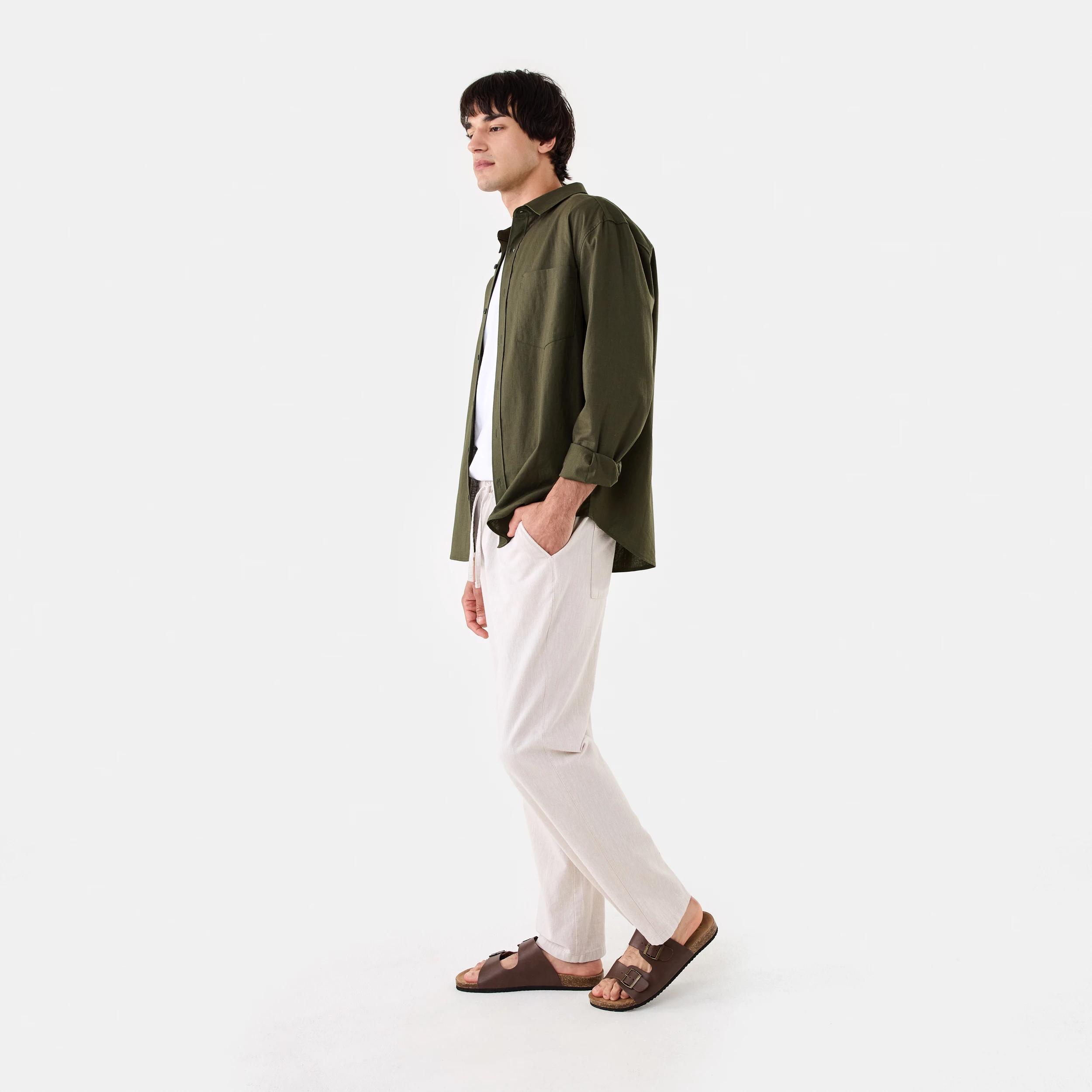 3 Cotton Linen Chino Pants BARLEY YD, 3 of 5