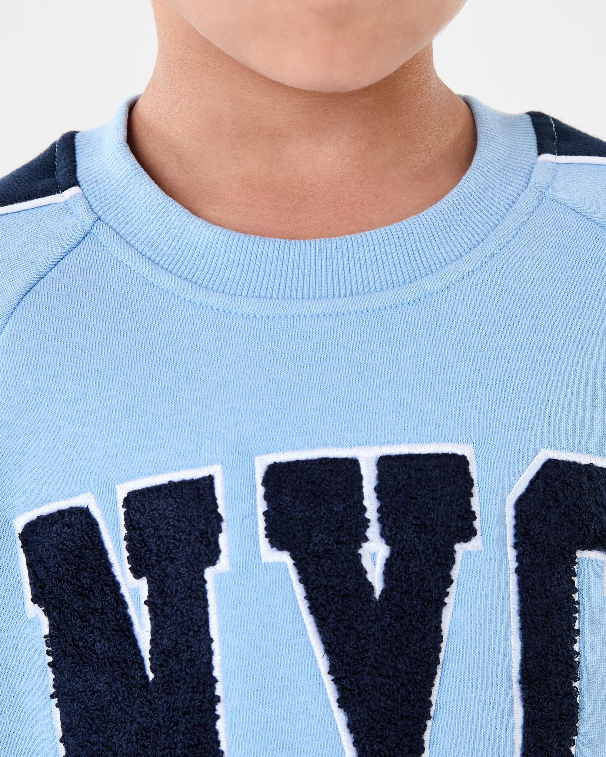 4 Oversized Print Panel Crew Neck Sweatshirt Blu Sorbet, 4 of 8