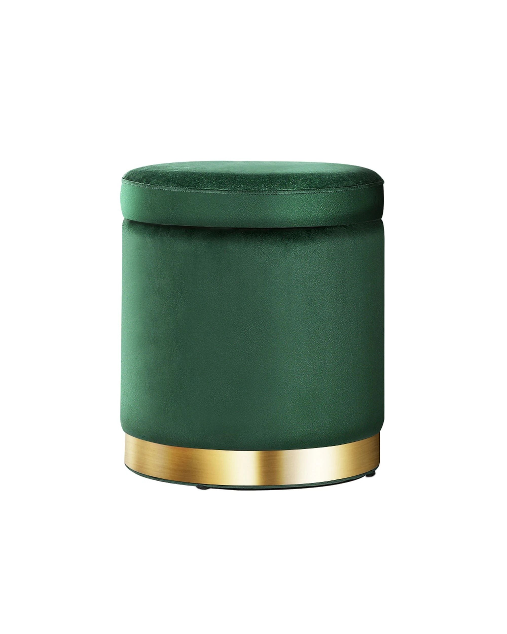 1 Artiss Ottoman Storage Foot Stool Round
 - Green, 1 of 2