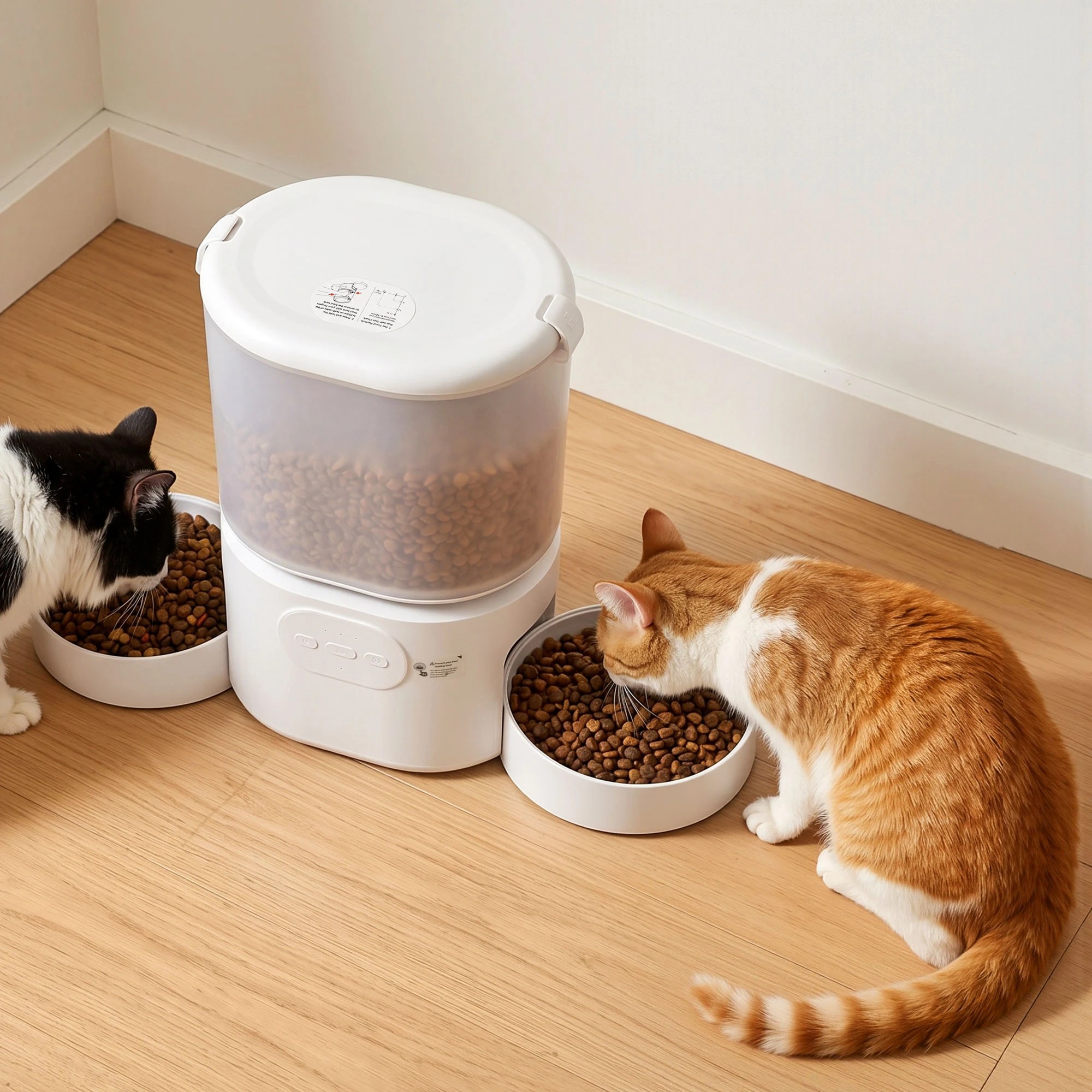 6 i.Pet 5L Automatic Pet Feeder Dual Bowl Smart Dispenser APP Control Cats Dogs - White, 6 of 6