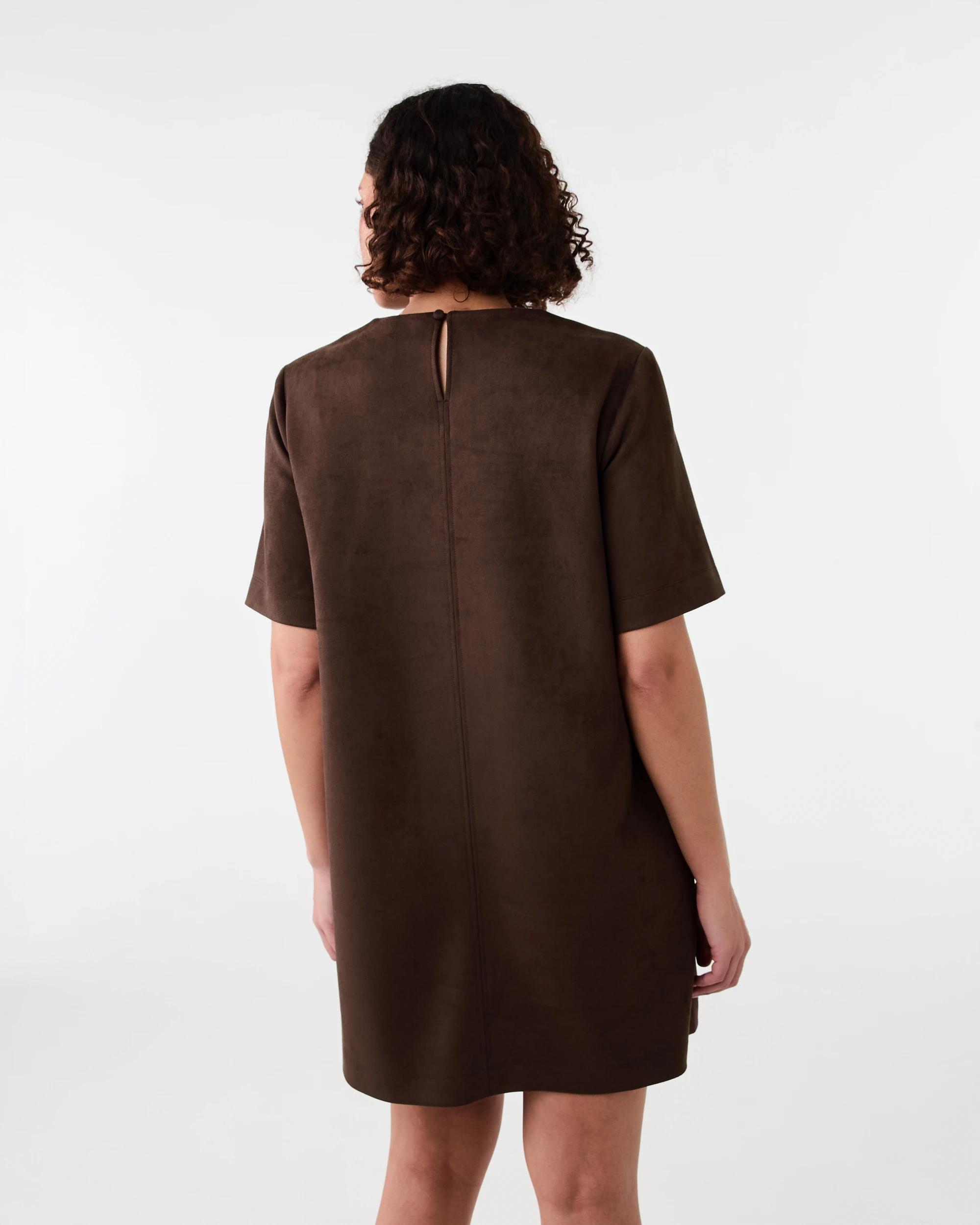 3 Short Sleeve Suedette T-shirt Mini Dress Melt Brown, 3 of 7