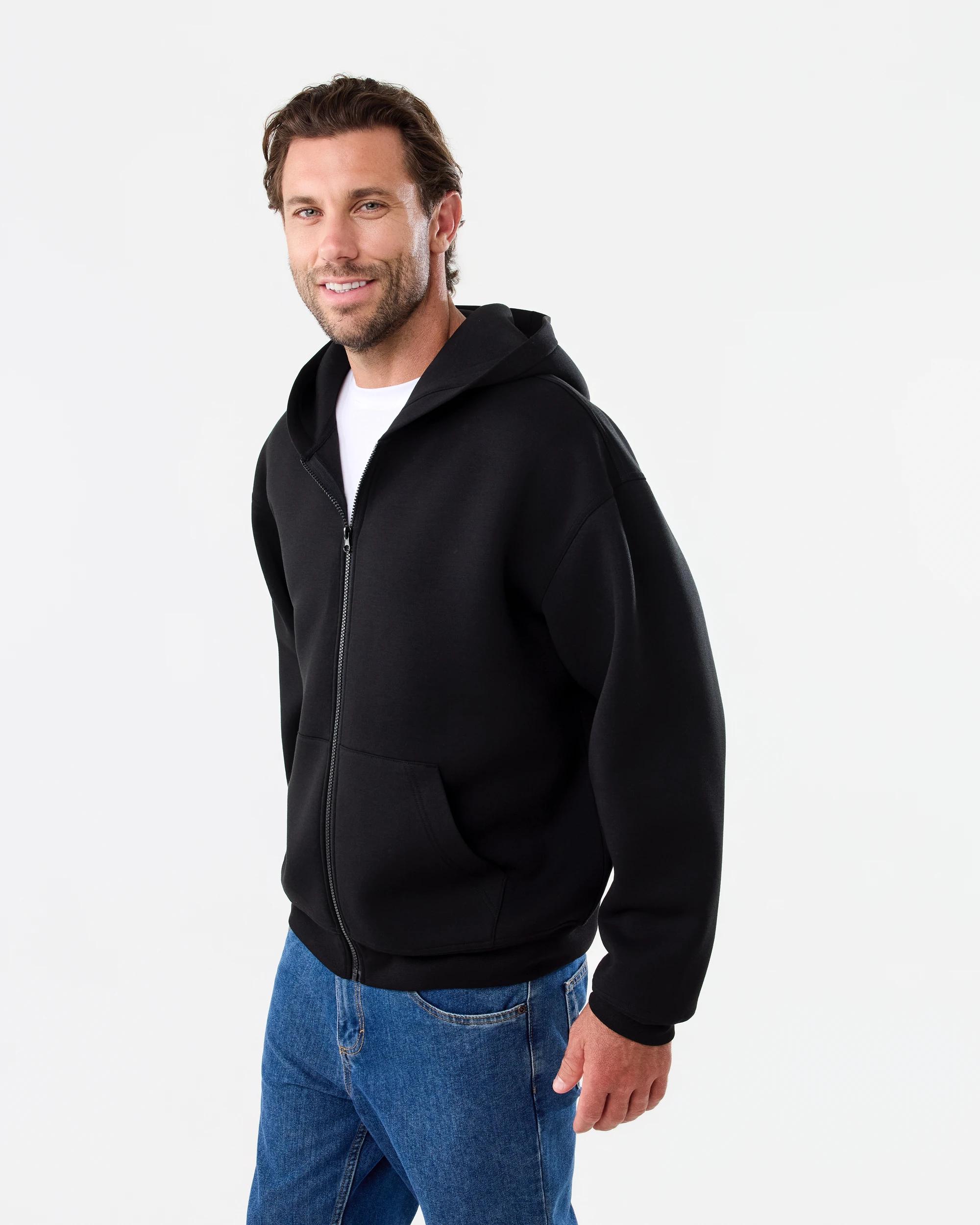 3 Oversized Scuba Zip Through Sweatshirt Black, 3 of 8