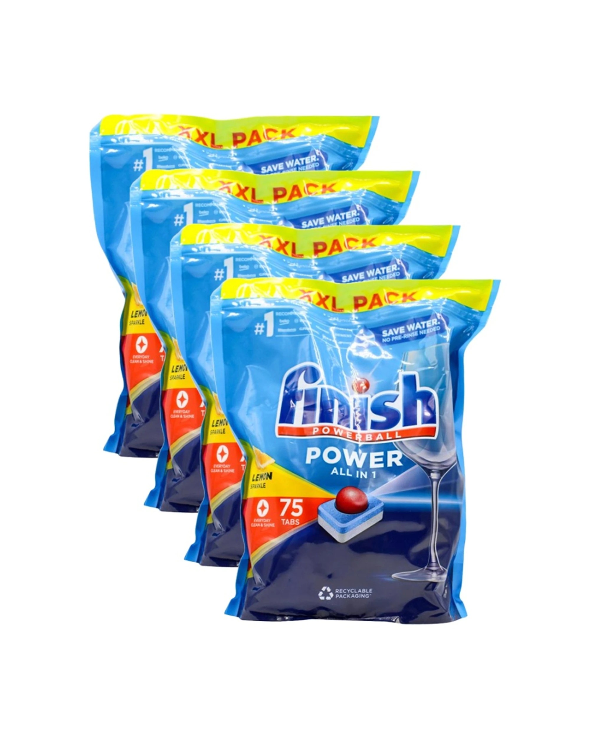 1 Finish Powerball Dishwashing Tablets Power All In 1 Lemon Sparkle 300pc, 1 of 3