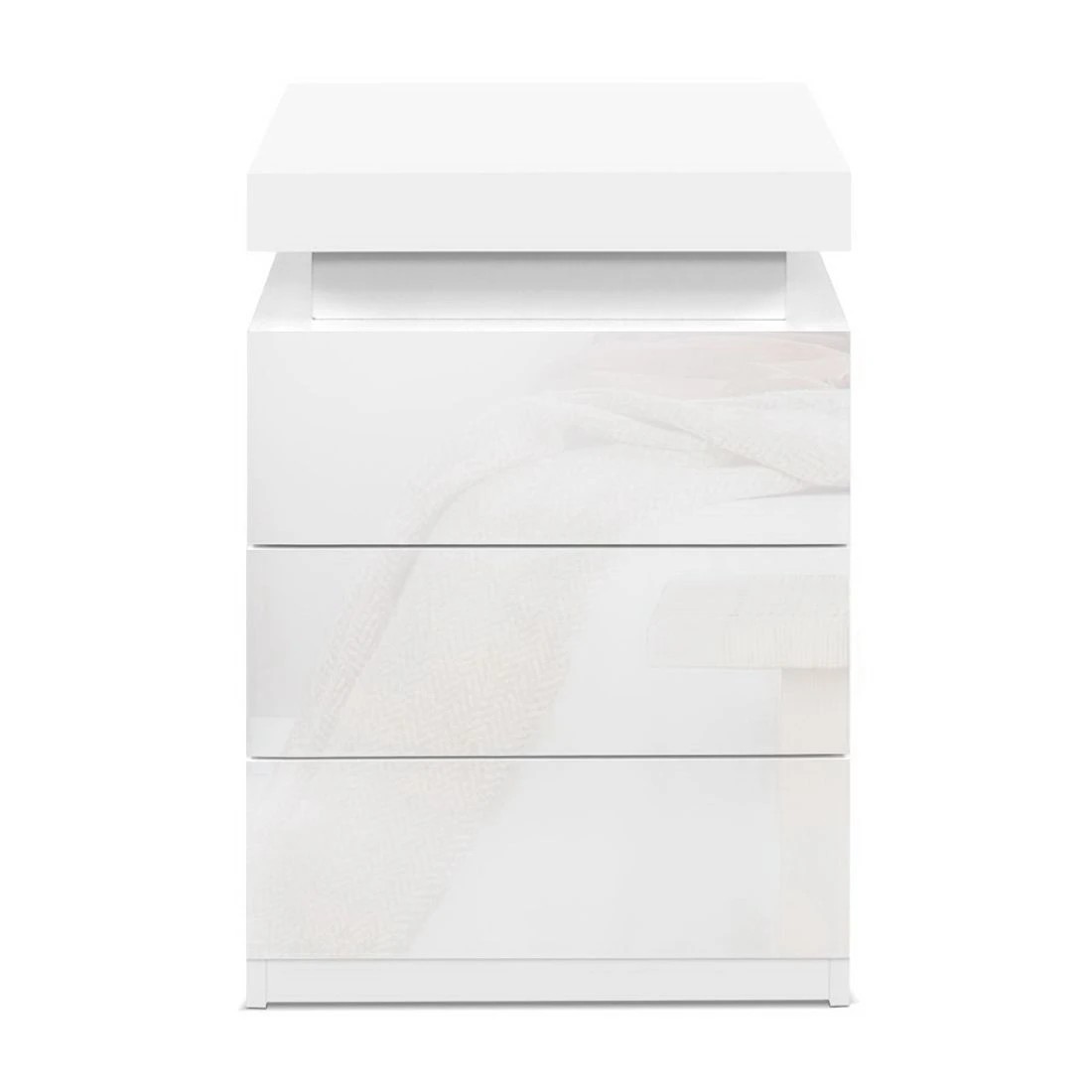 4 Artiss Bedside Table LED 3 Drawers - COLEY - White, 4 of 7