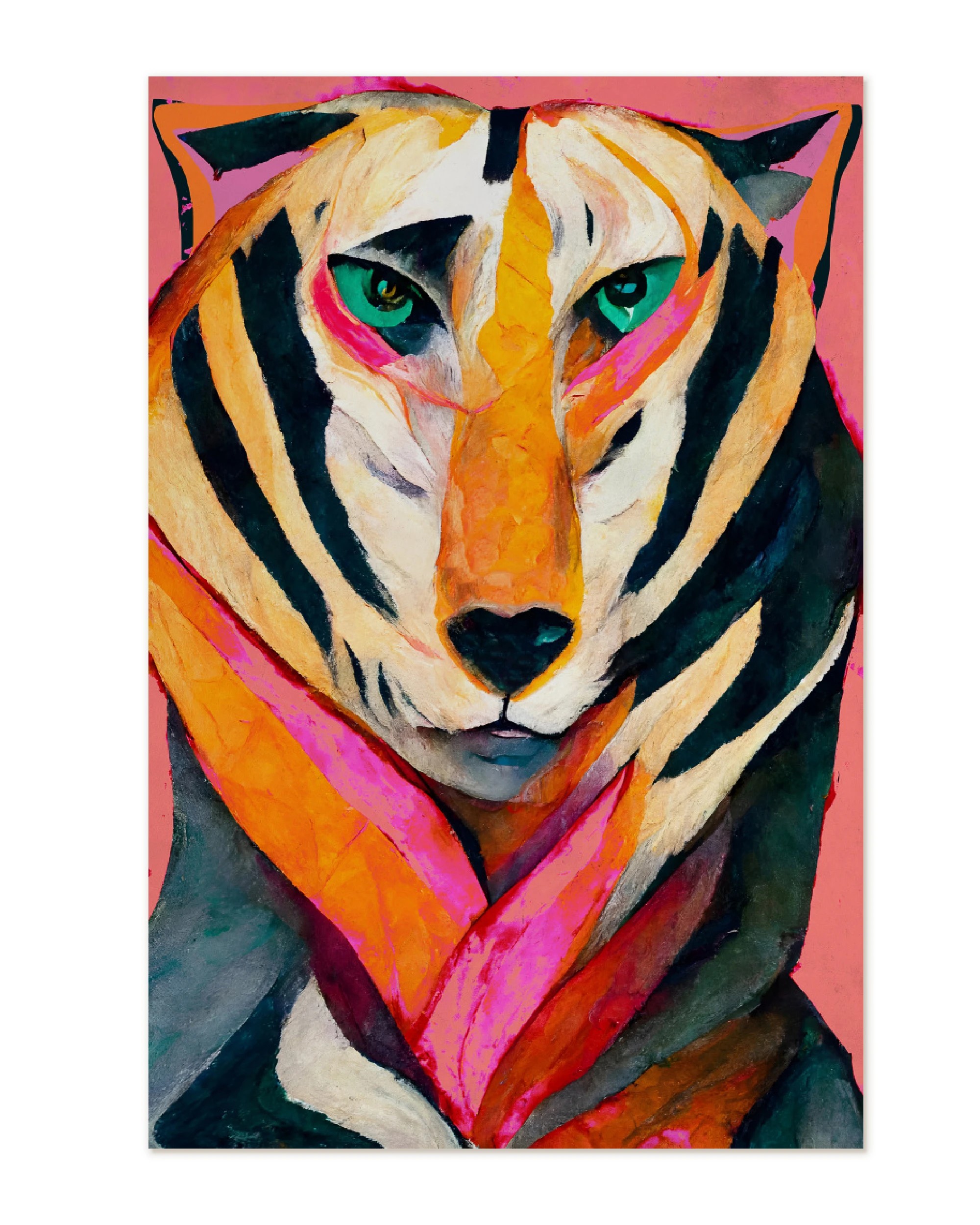 The Wall Art Warehouse - The Tiger - Framed Canvas - 94x64cm - White ...