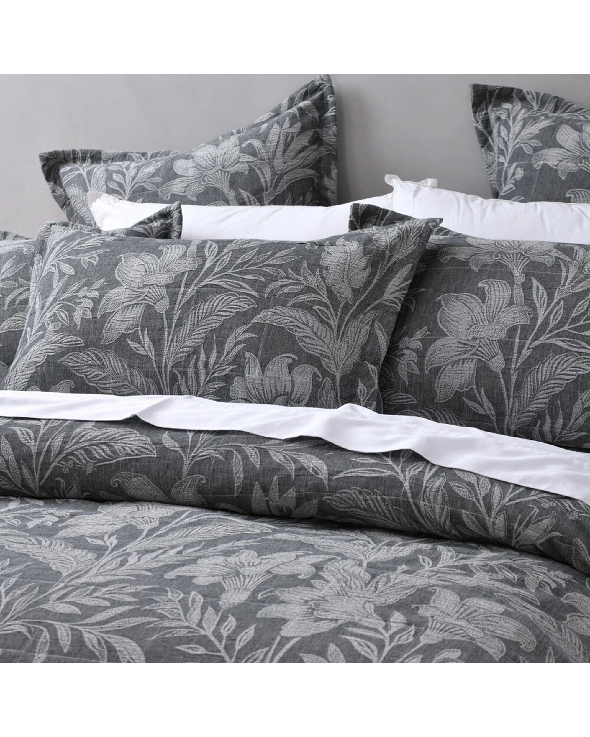2 Bianca Maidstone Super King Poly/Cotton Bedspread & Pillowcase Set - Grey, 2 of 4