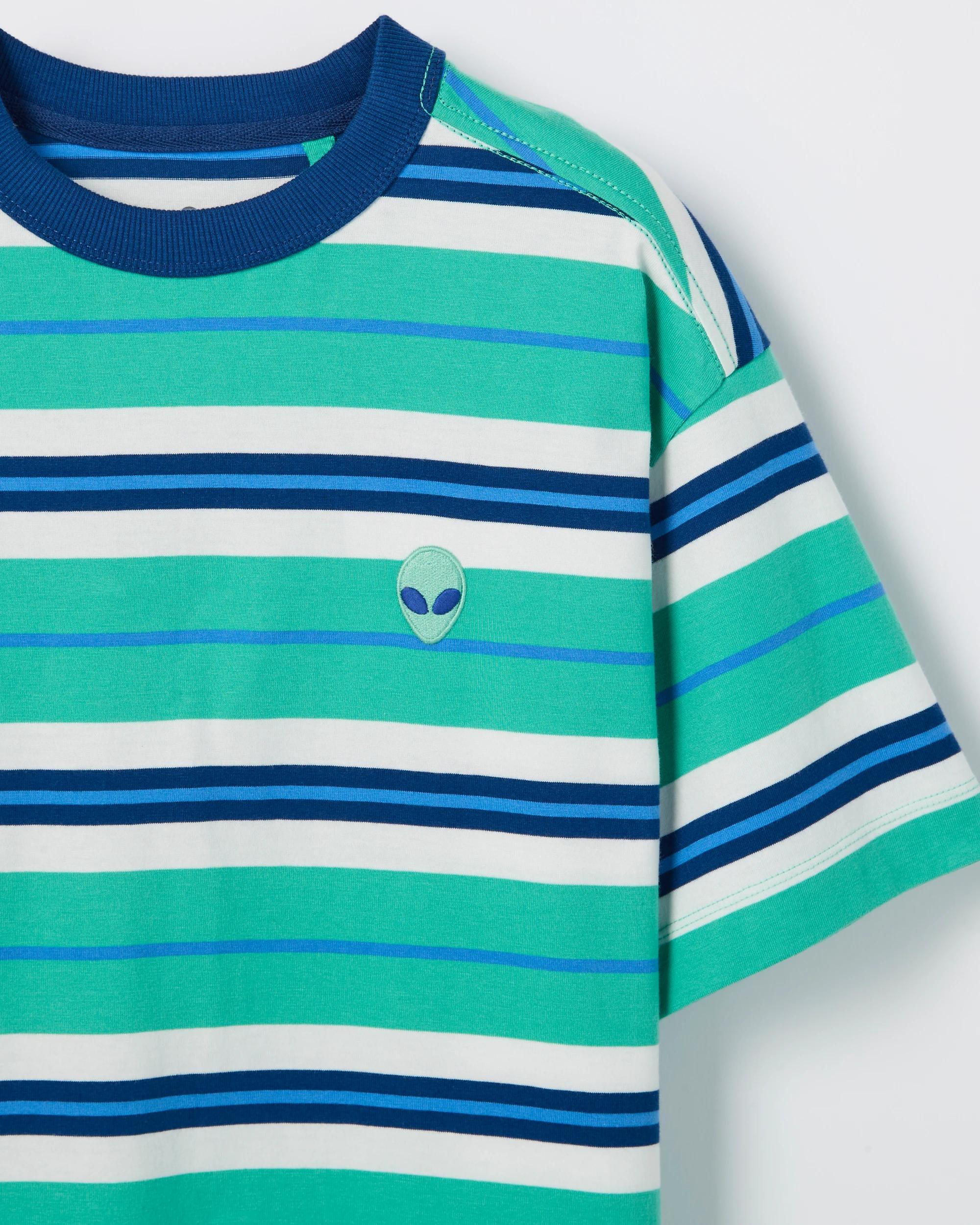 6 Target Kids Australian Cotton Oversized Striped T-Shirt GREEN, 6 of 6