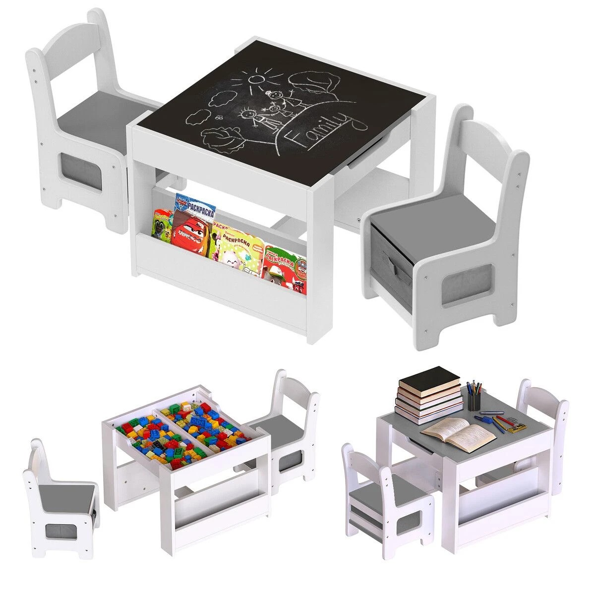 4 LUXSUITE Kids Table and Chairs Set Childrens Toddlers Activity Centre, 4 of 4
