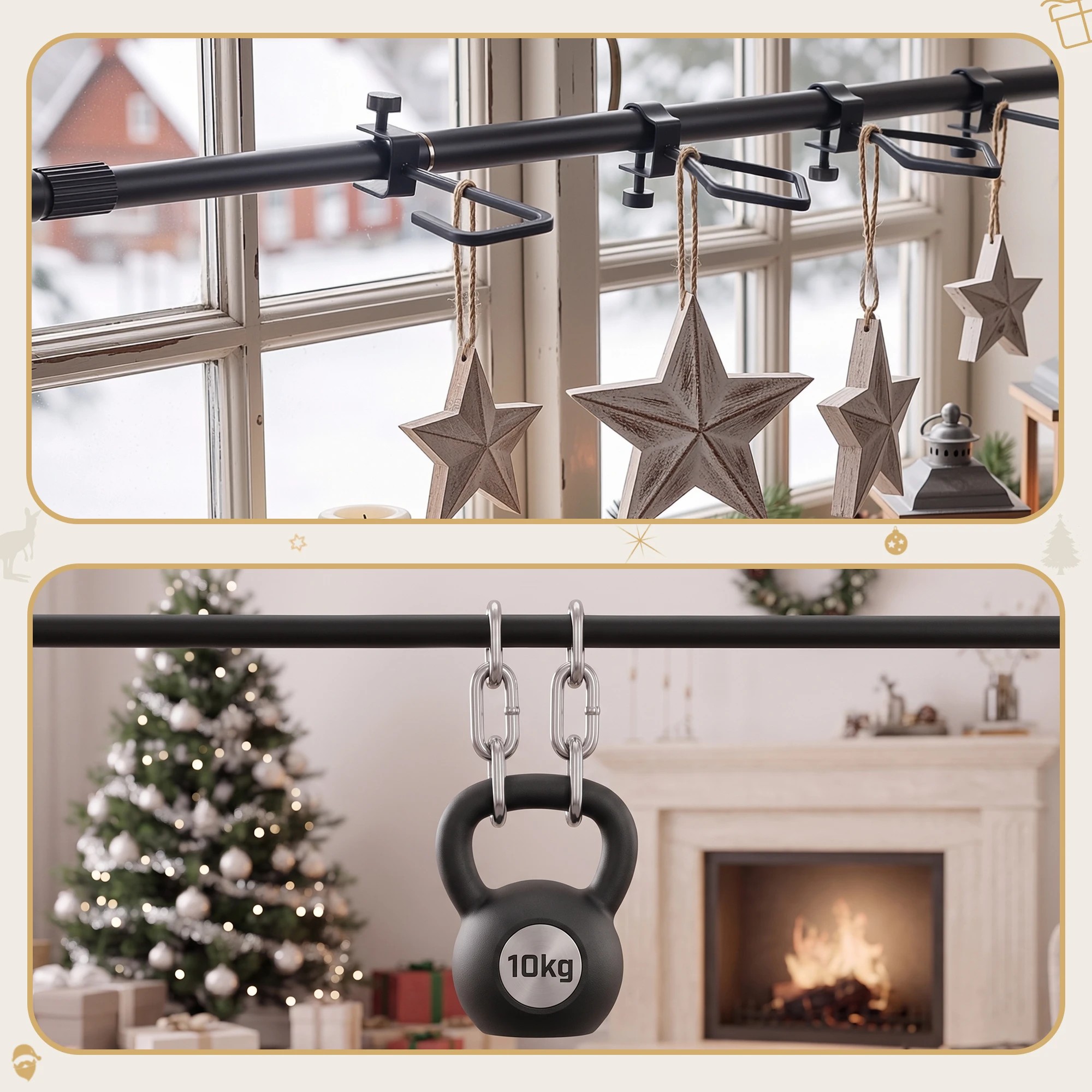 5 Jingle Jollys Christmas Garland Hook Wreath Hanger Fits 85-125CM Door - Black, 5 of 8